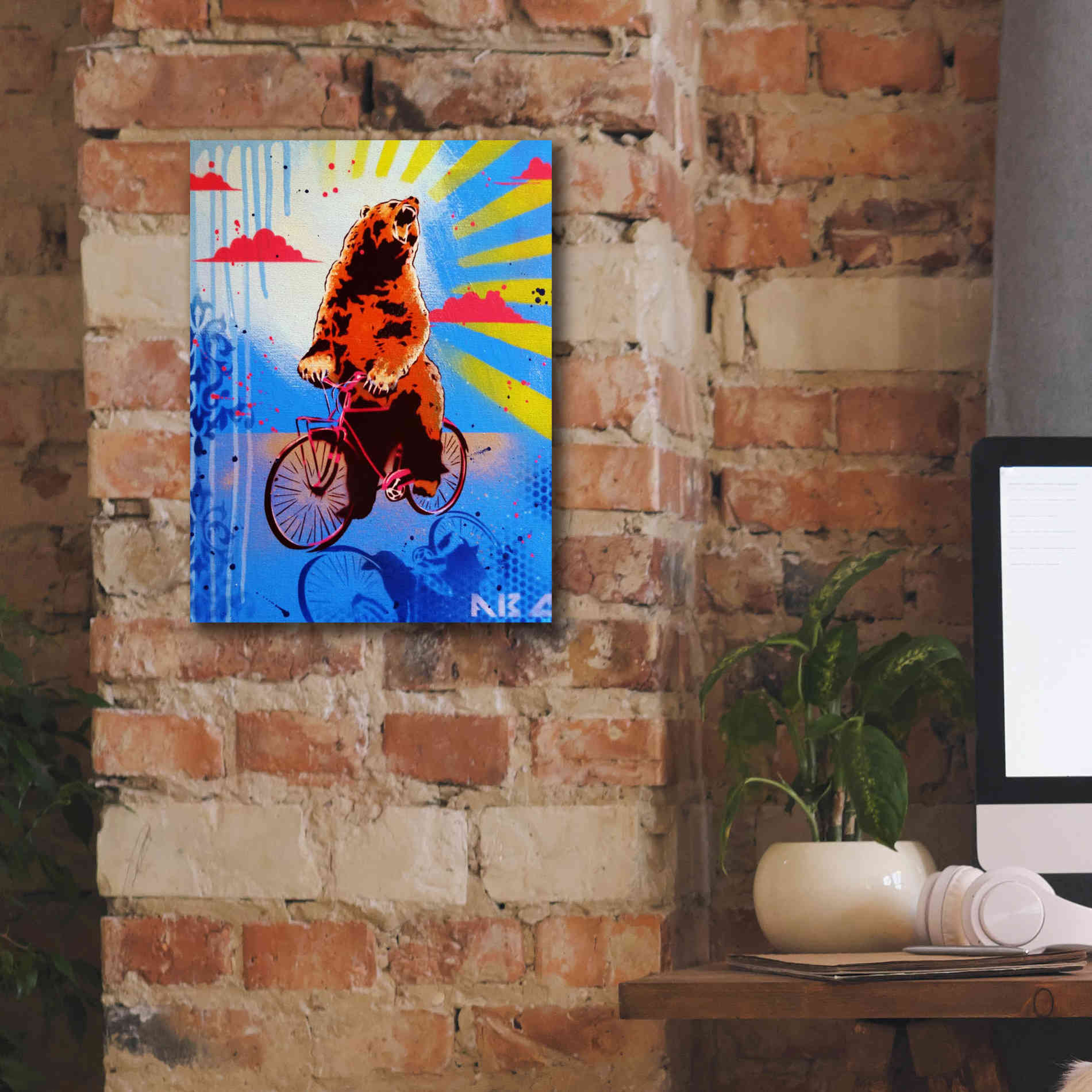 'Bear Back Rider' by AbcArtAttack, Canvas Wall Art,12 x 16