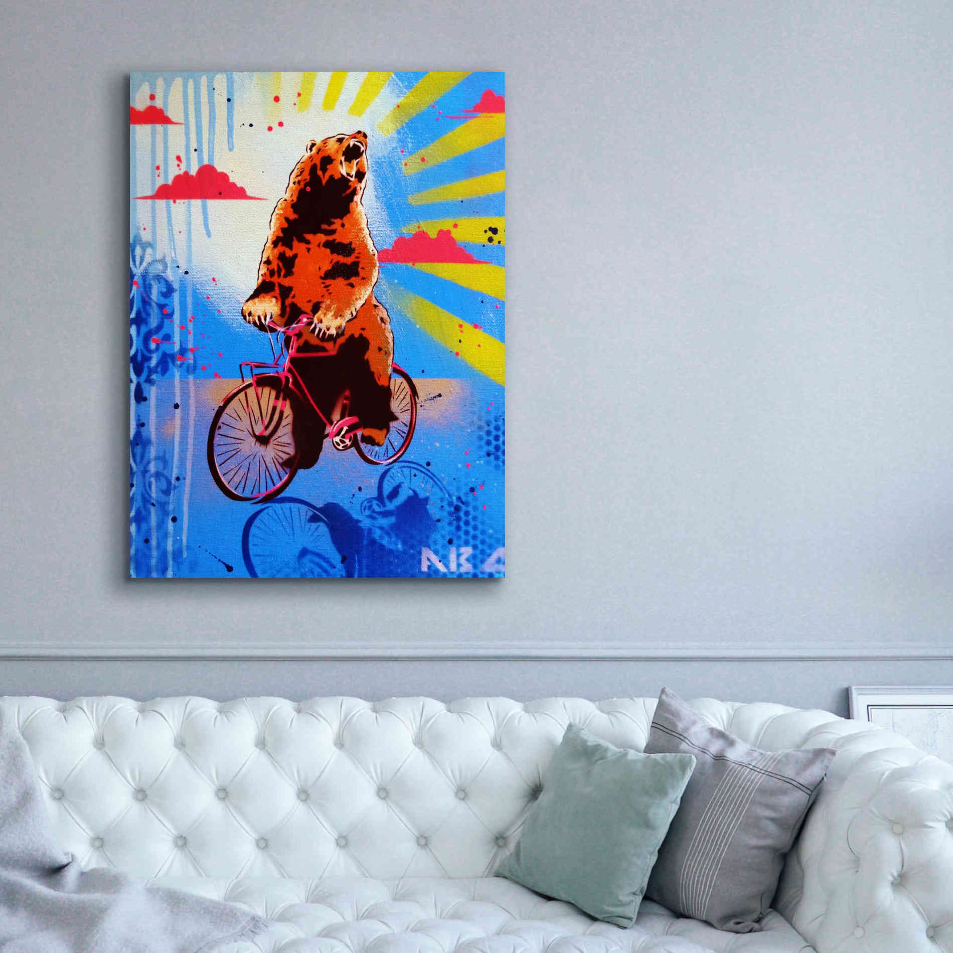 'Bear Back Rider' by AbcArtAttack, Canvas Wall Art,40 x 54
