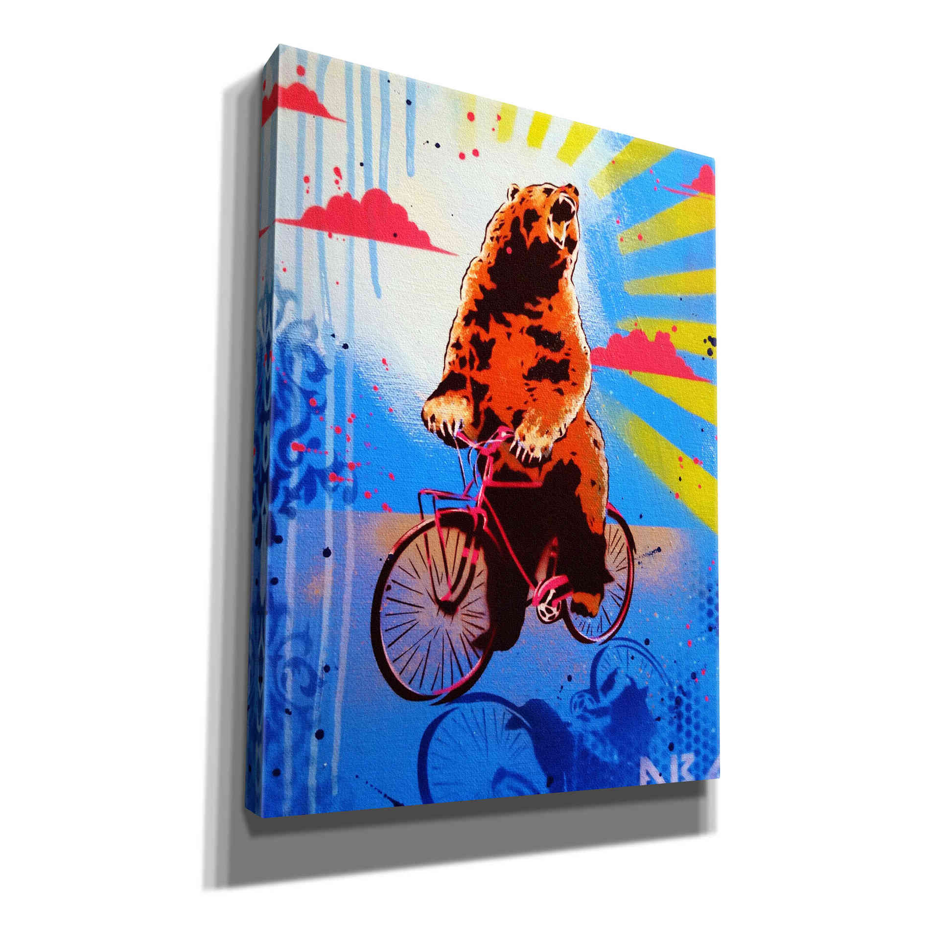 'Bear Back Rider' by AbcArtAttack, Canvas Wall Art