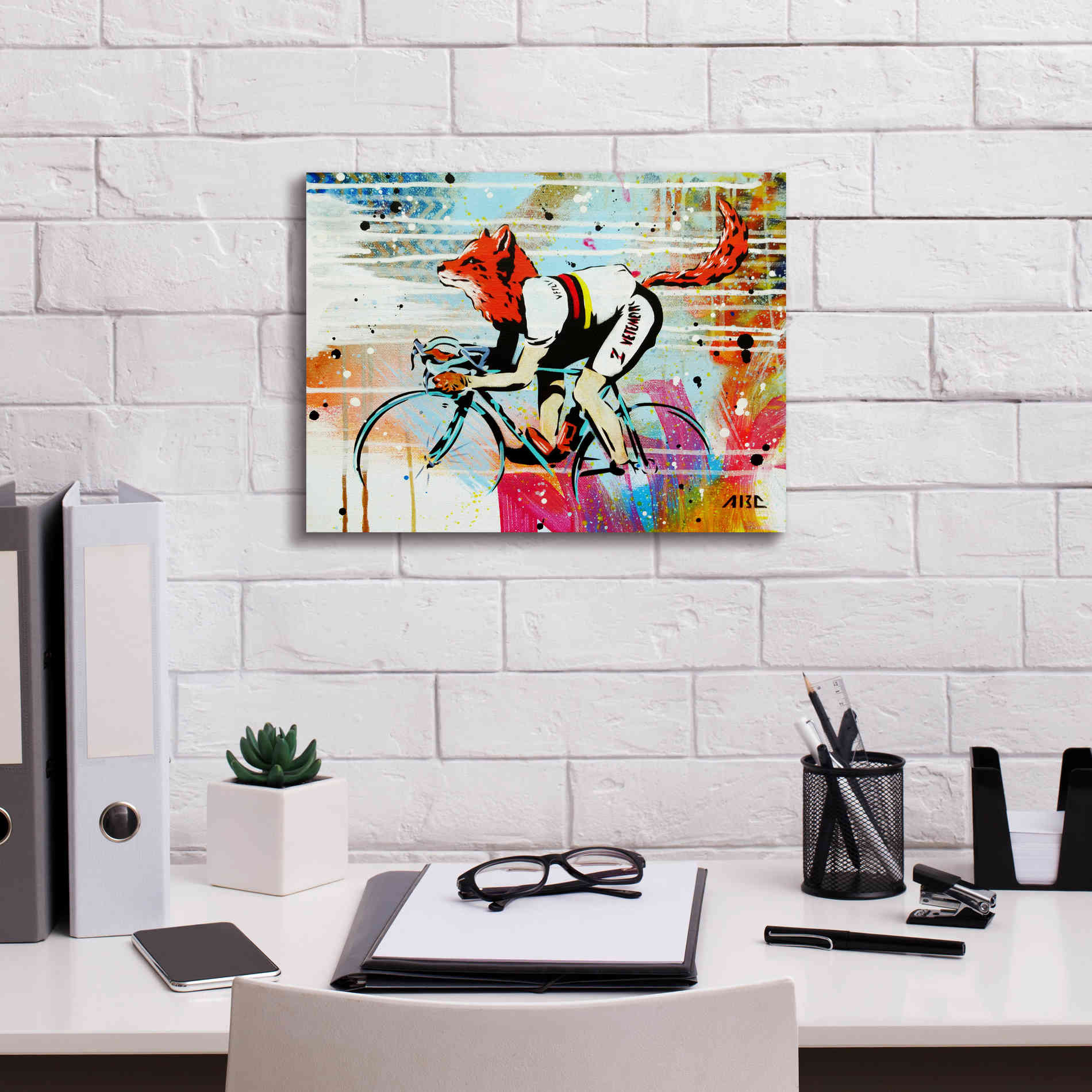 'Le Fox' by AbcArtAttack, Canvas Wall Art,16 x 12