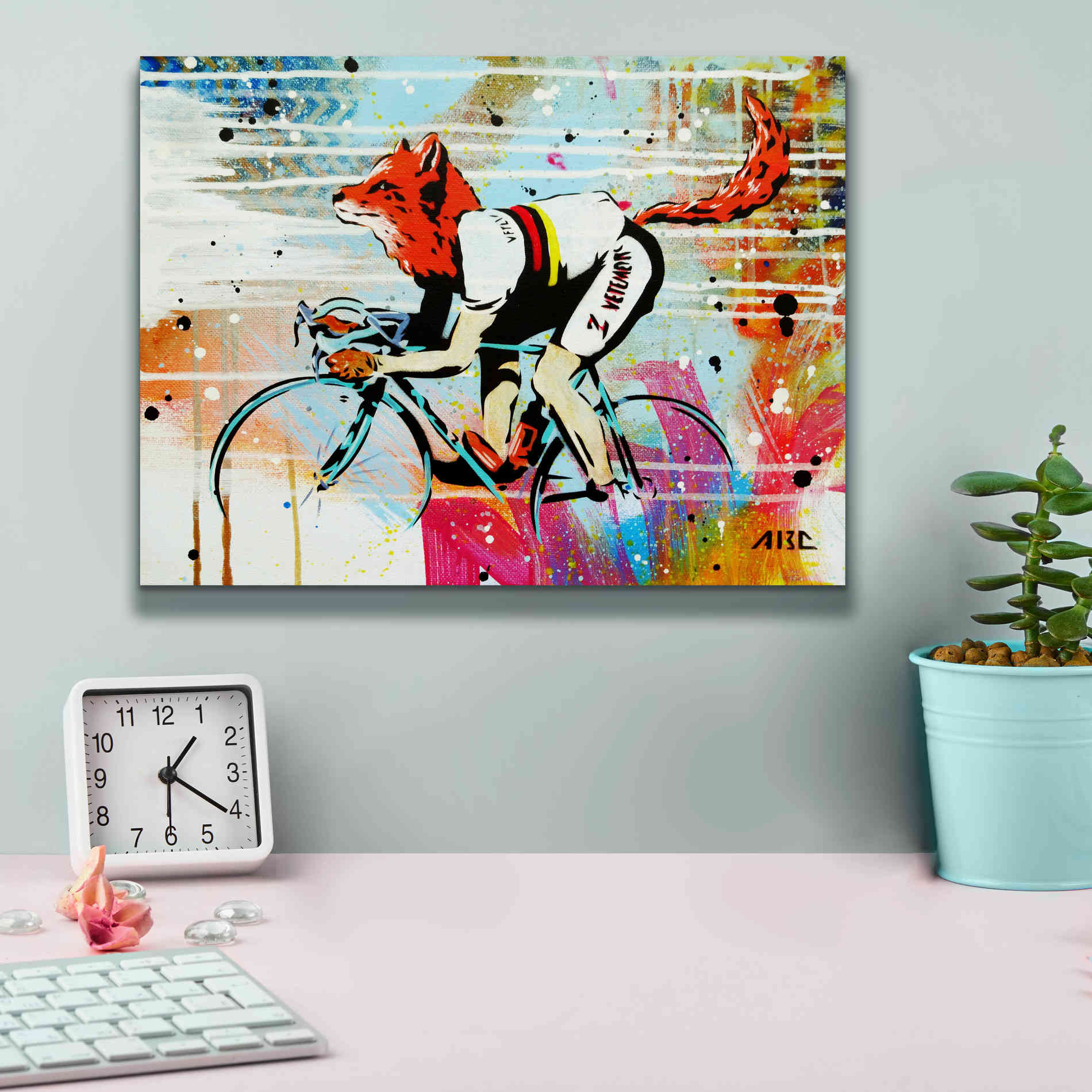 'Le Fox' by AbcArtAttack, Canvas Wall Art,16 x 12