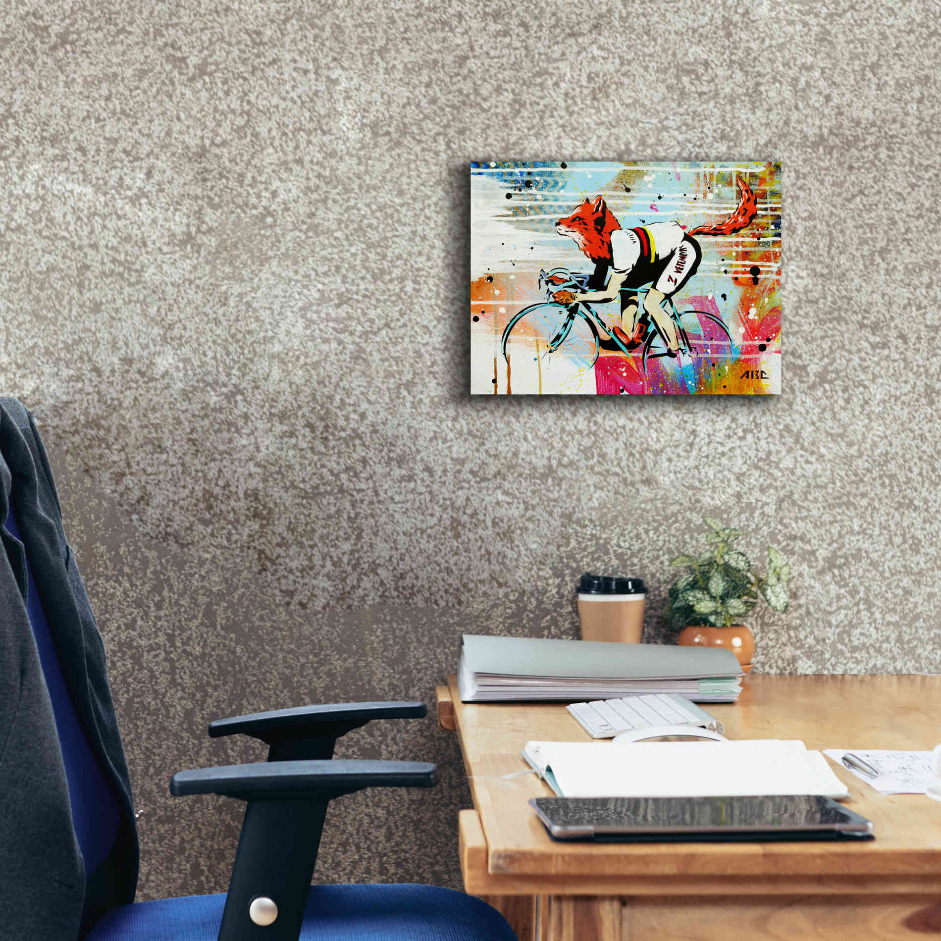 'Le Fox' by AbcArtAttack, Canvas Wall Art,16 x 12