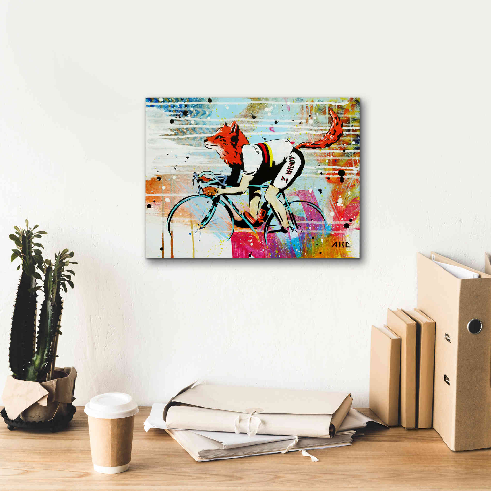 'Le Fox' by AbcArtAttack, Canvas Wall Art,16 x 12