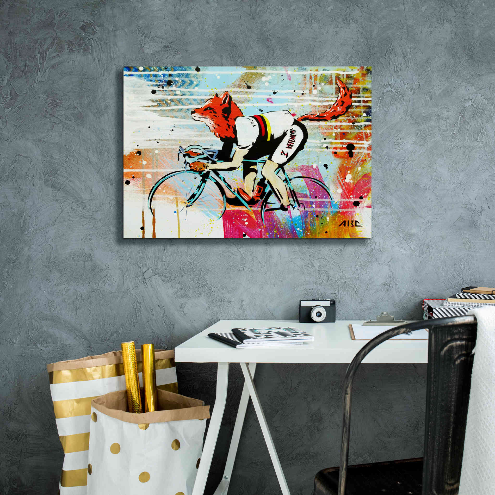 'Le Fox' by AbcArtAttack, Canvas Wall Art,26 x 18