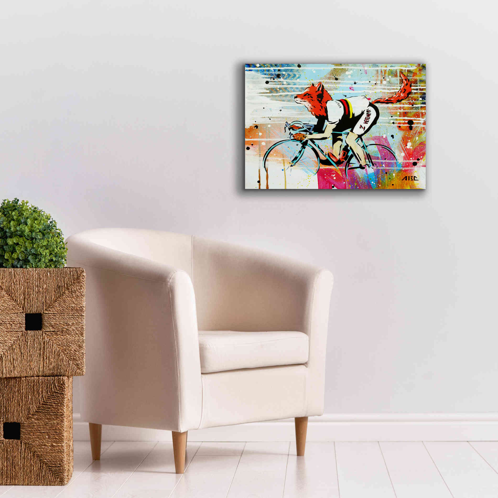 'Le Fox' by AbcArtAttack, Canvas Wall Art,26 x 18