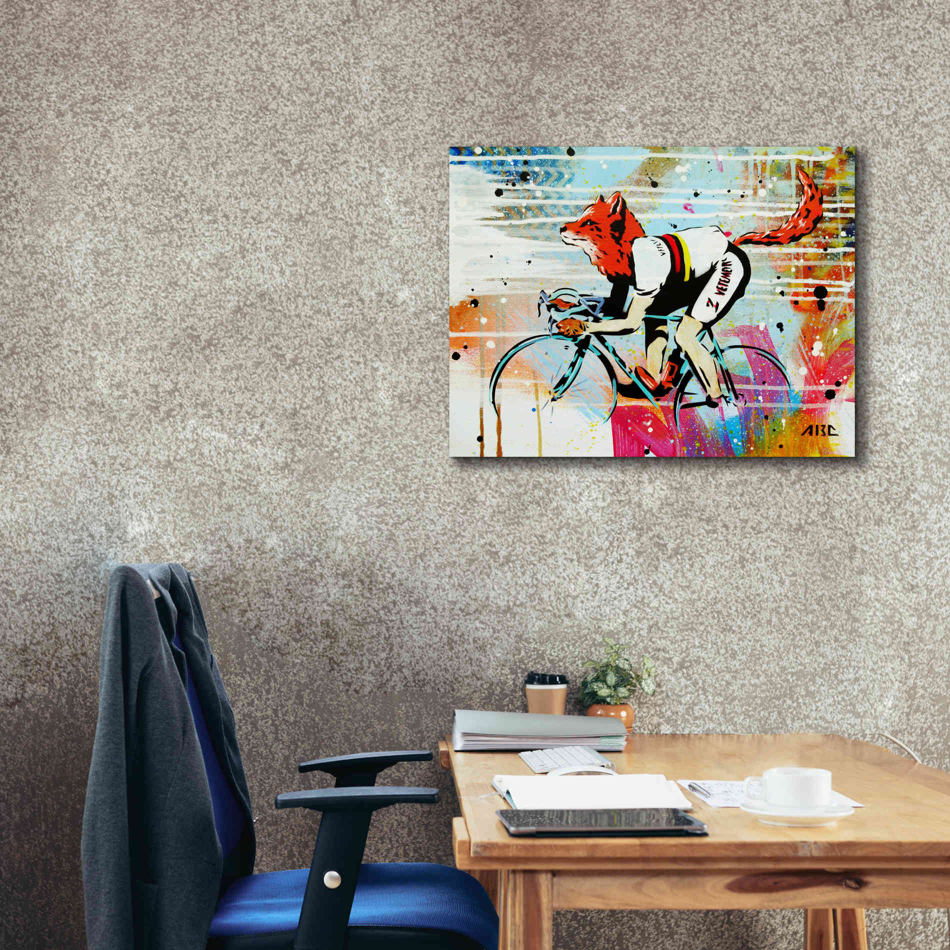 'Le Fox' by AbcArtAttack, Canvas Wall Art,34 x 26