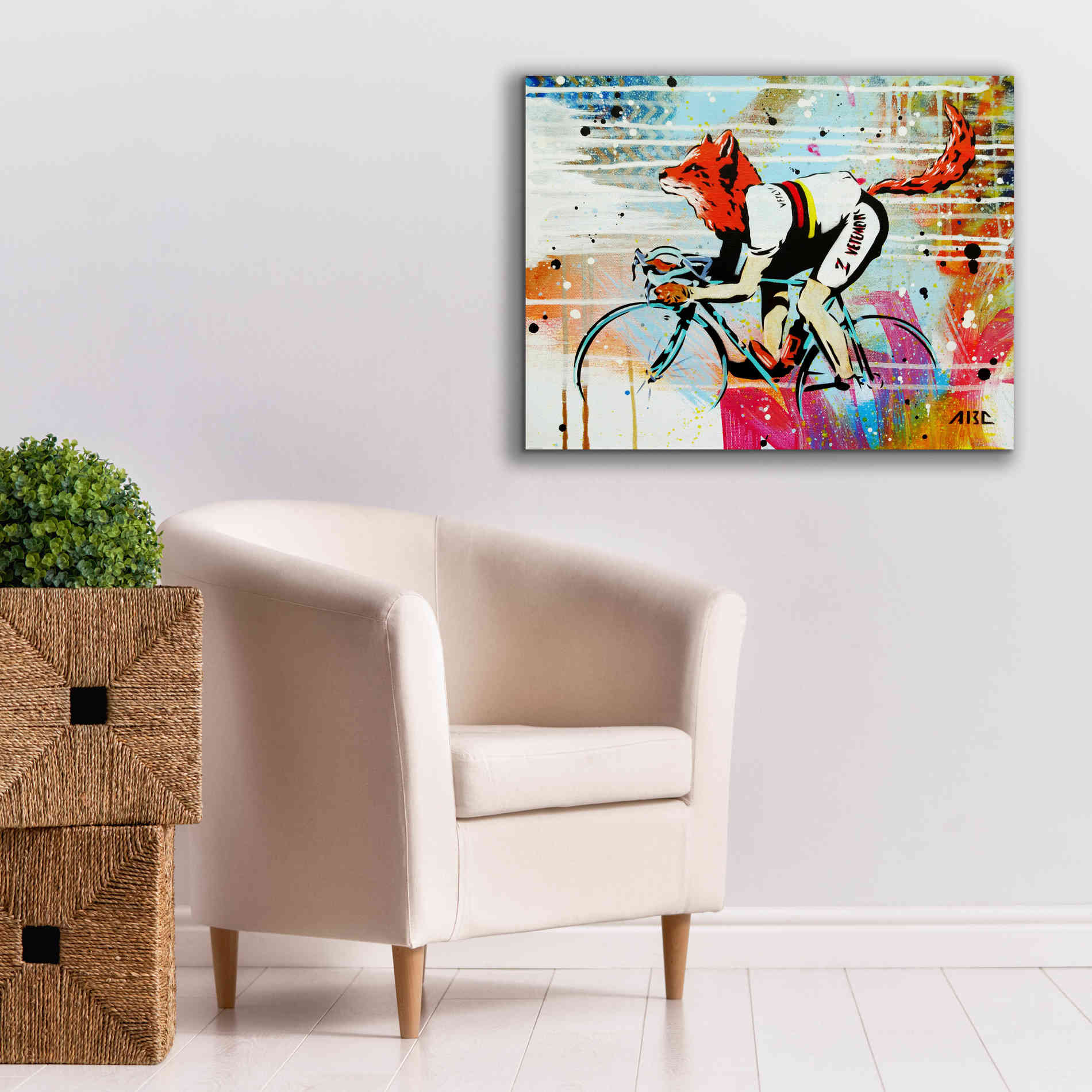 'Le Fox' by AbcArtAttack, Canvas Wall Art,34 x 26