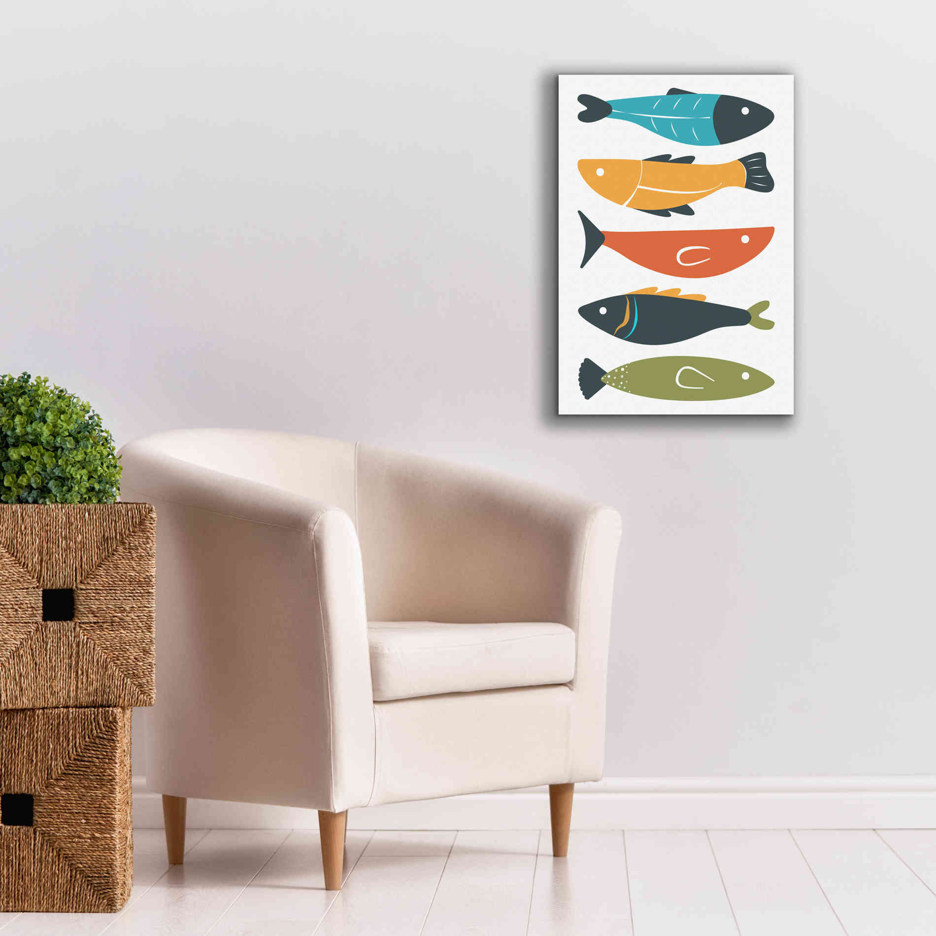 'Playful Fish' by Ayse, Canvas Wall Art,18 x 26