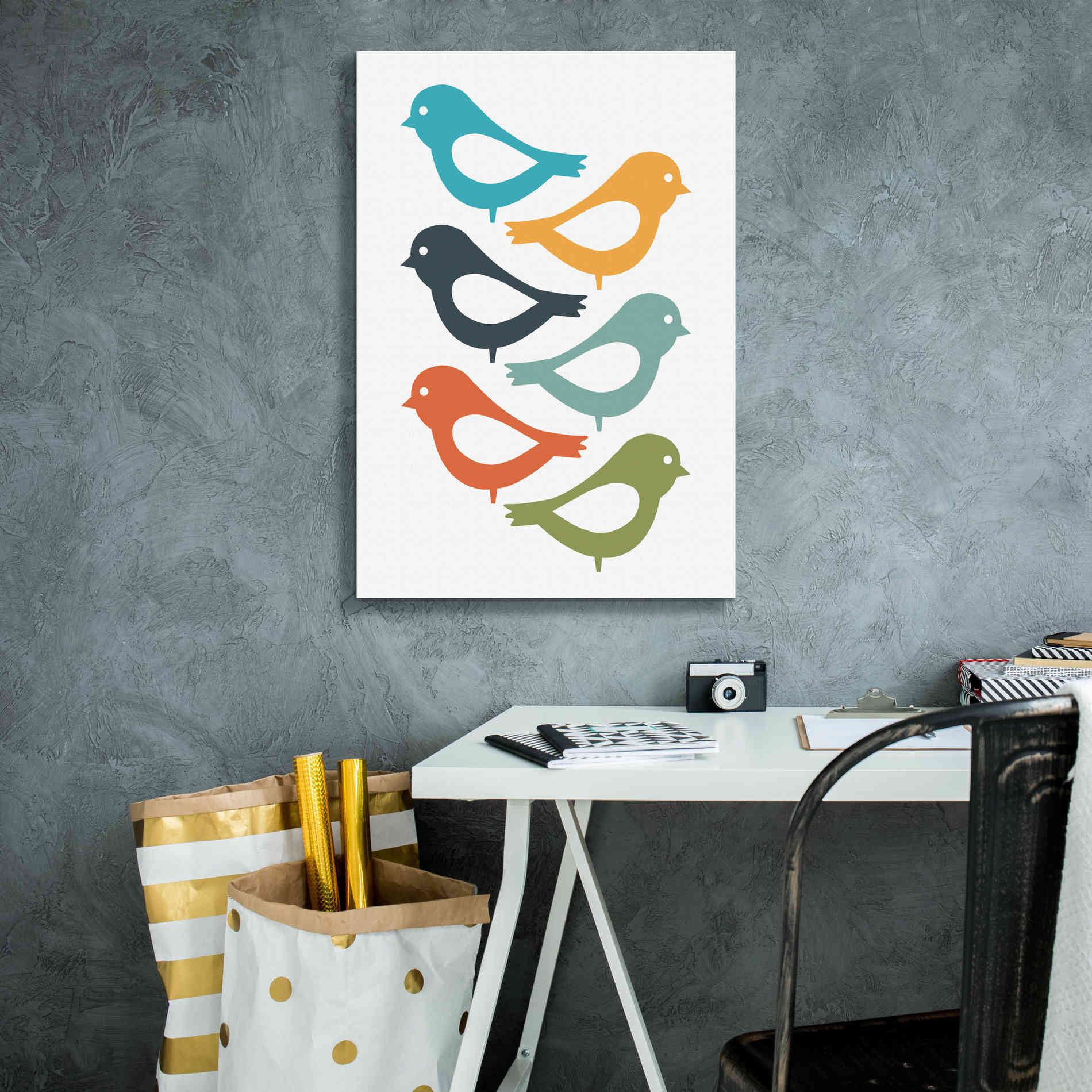 'Playful Birds' by Ayse, Canvas Wall Art,18 x 26
