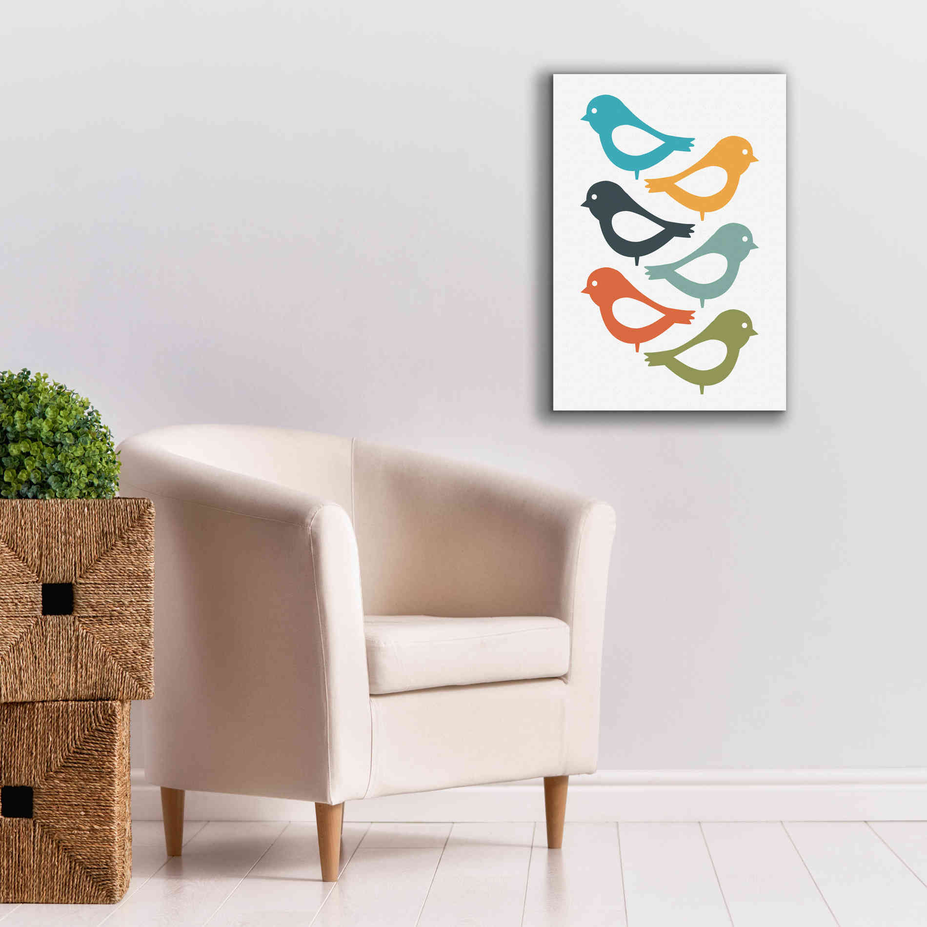 'Playful Birds' by Ayse, Canvas Wall Art,18 x 26