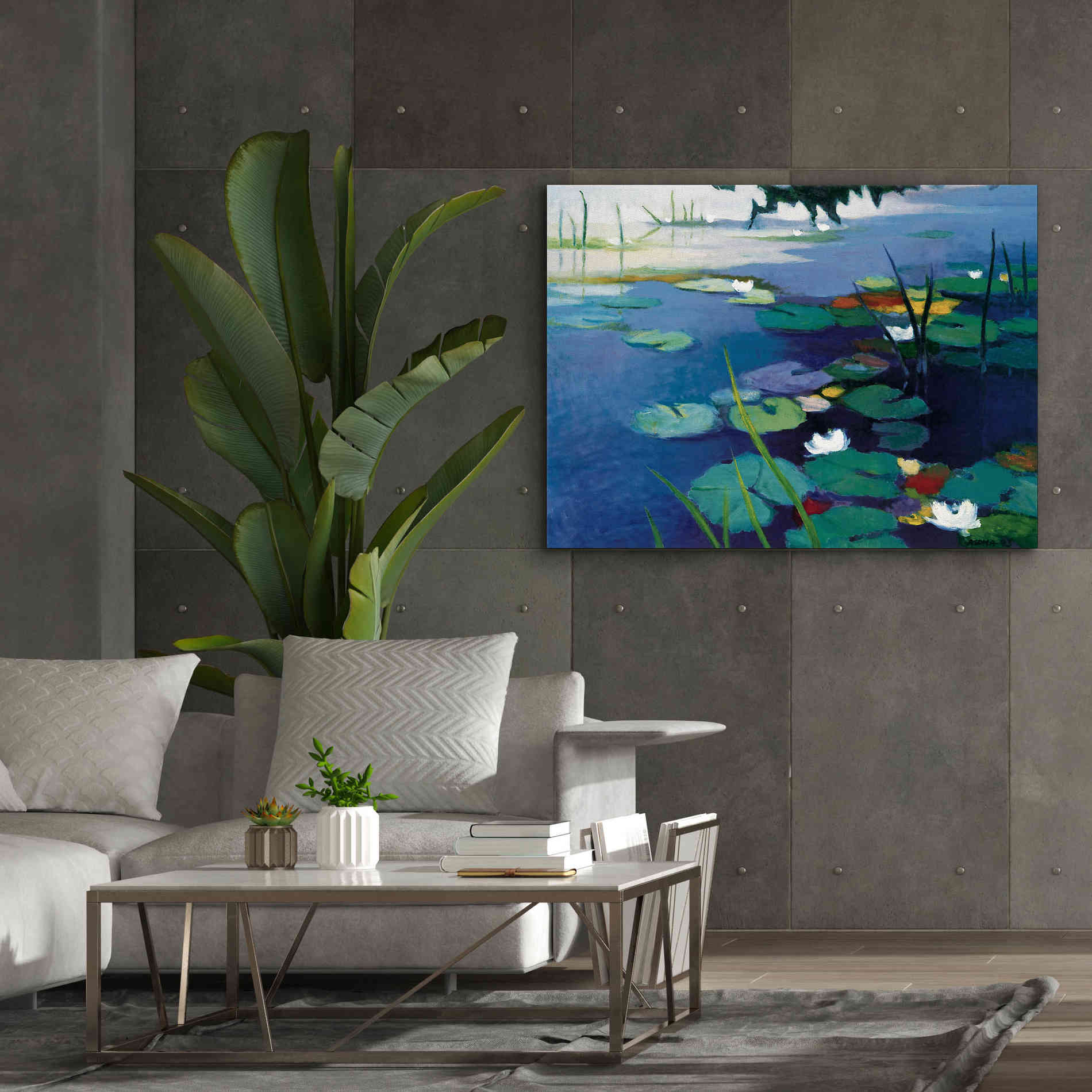 'Water Lilies' by Tadashi Asoma, Canvas Wall Art,54 x 40