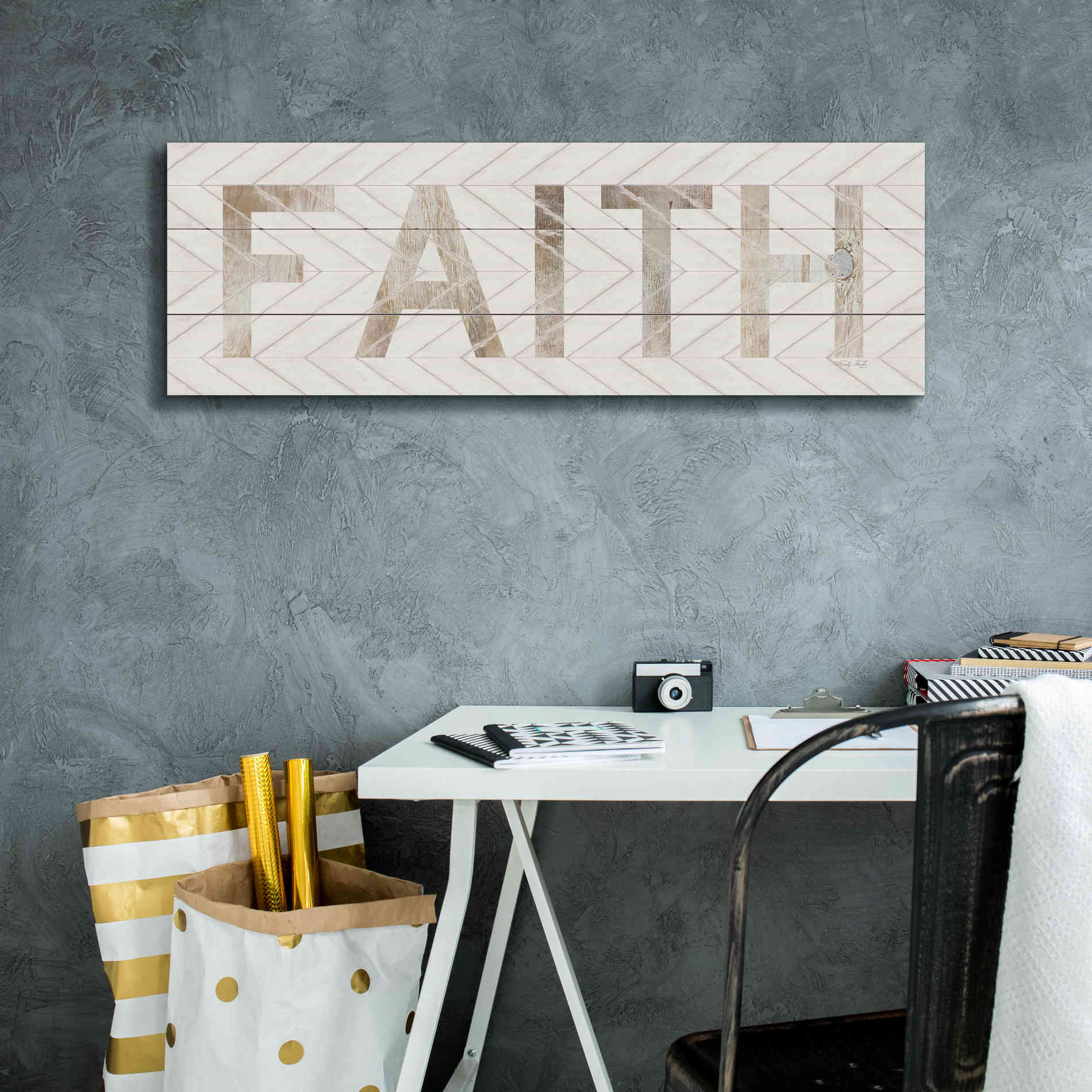 'Faith Chevron' by Cindy Jacobs, Canvas Wall Art,36 x 12
