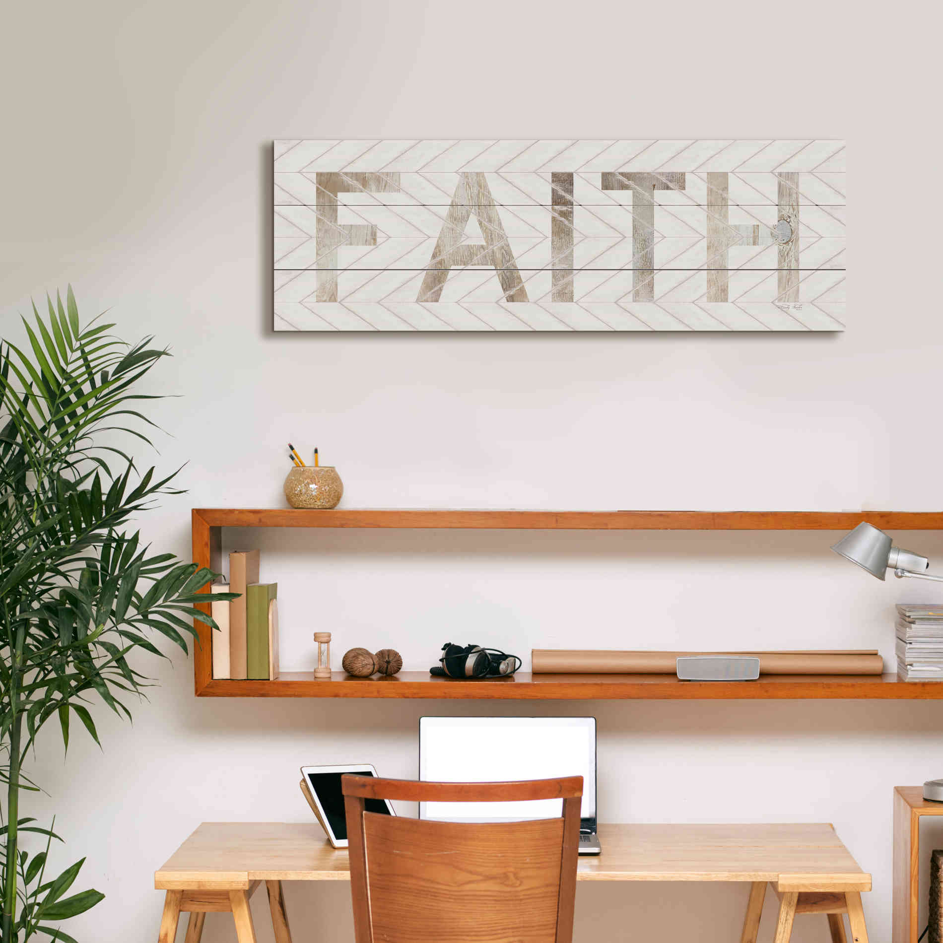 'Faith Chevron' by Cindy Jacobs, Canvas Wall Art,36 x 12