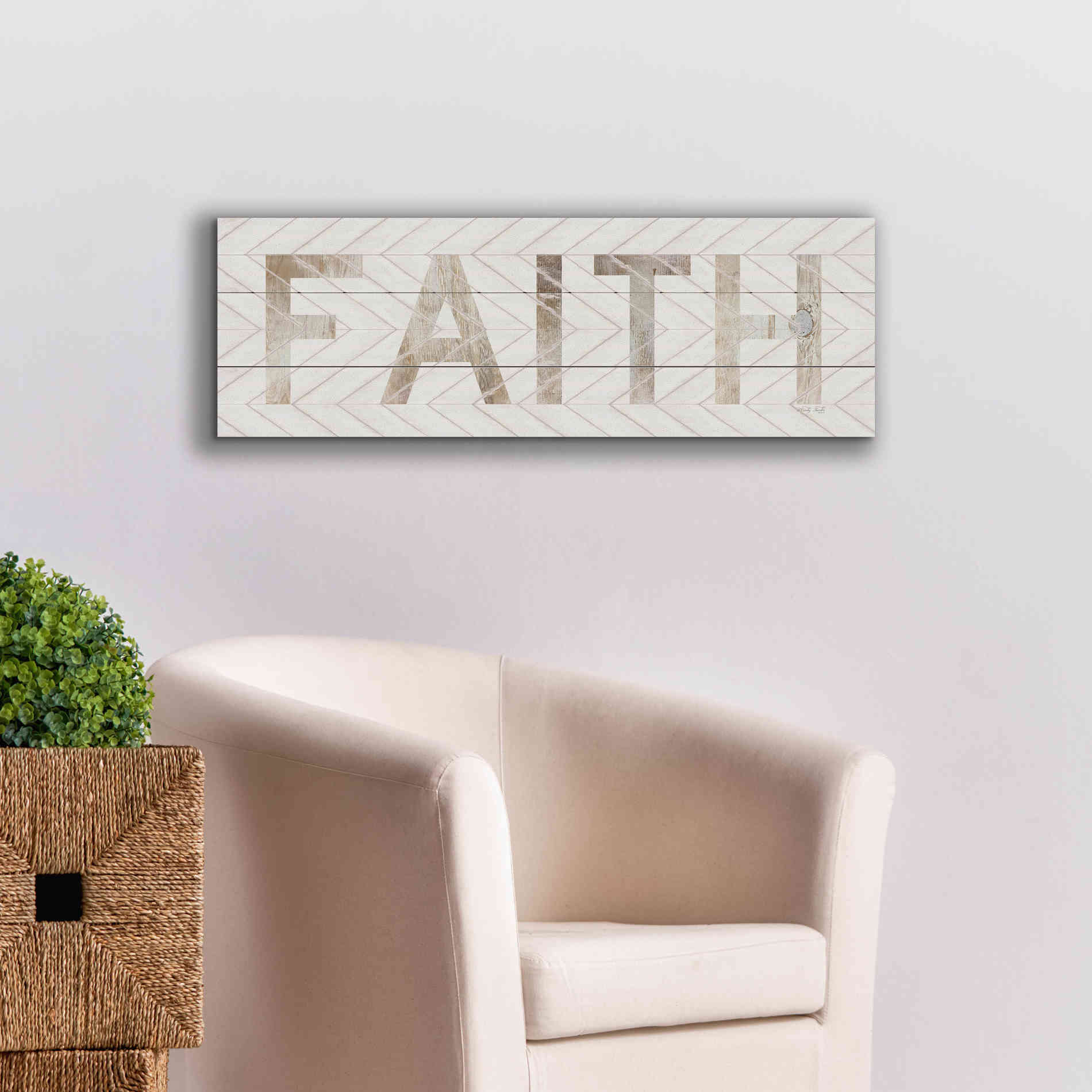 'Faith Chevron' by Cindy Jacobs, Canvas Wall Art,36 x 12