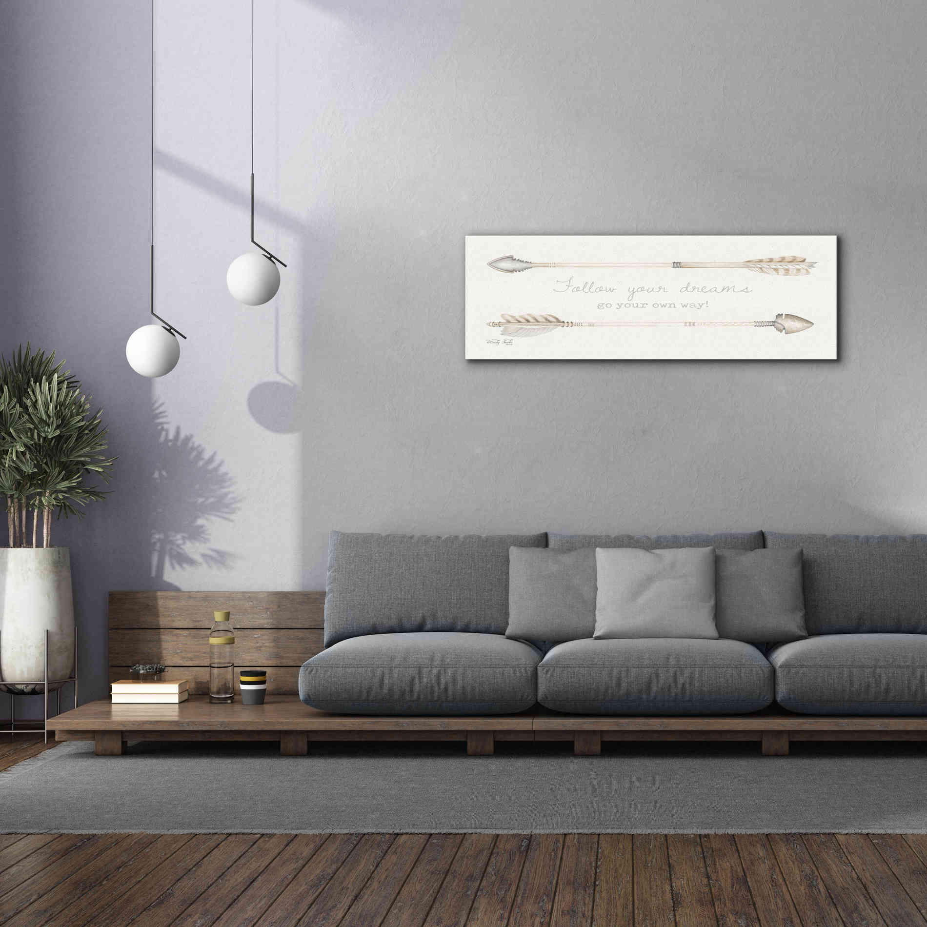 'Arrows - Follow Your Dreams' by Cindy Jacobs, Canvas Wall Art,60 x 20
