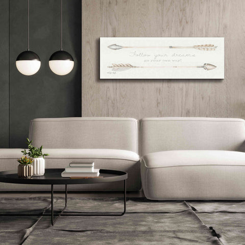 'Arrows - Follow Your Dreams' by Cindy Jacobs, Canvas Wall Art,60 x 20
