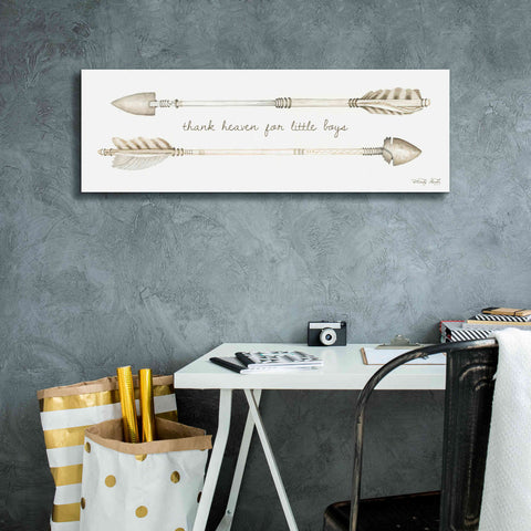 'Arrows - Thank Heaven for Little Boys' by Cindy Jacobs, Canvas Wall Art,36 x 12