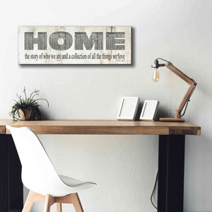 'Home - A Story of Who We Are Sign' by Cindy Jacobs, Canvas Wall Art,36 x 12
