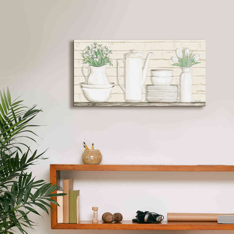 Image of 'White Ware Shelf II' by Cindy Jacobs, Canvas Wall Art,24 x 12