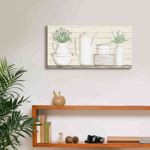 'White Ware Shelf II' by Cindy Jacobs, Canvas Wall Art,24 x 12