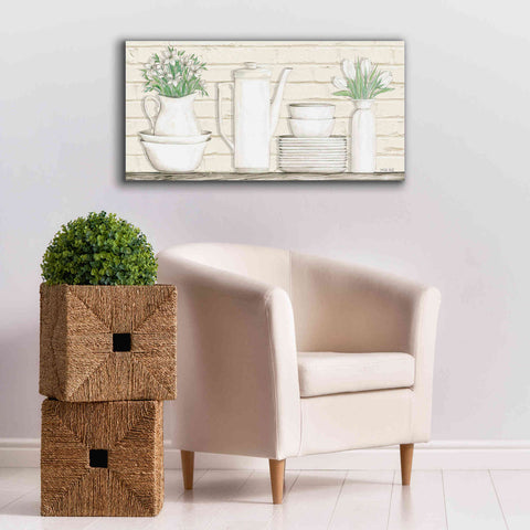 Image of 'White Ware Shelf II' by Cindy Jacobs, Canvas Wall Art,40 x 20