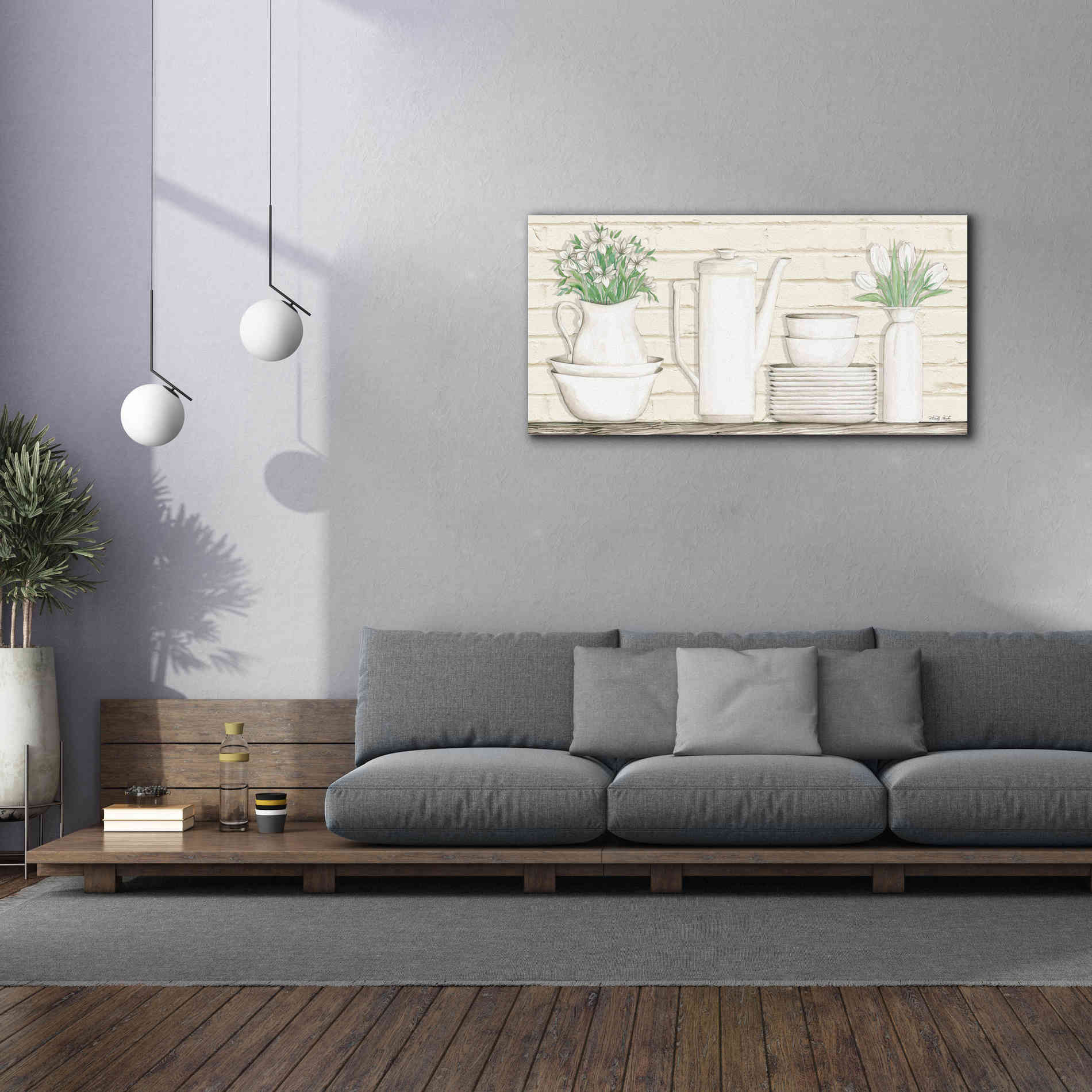 'White Ware Shelf II' by Cindy Jacobs, Canvas Wall Art,60 x 30