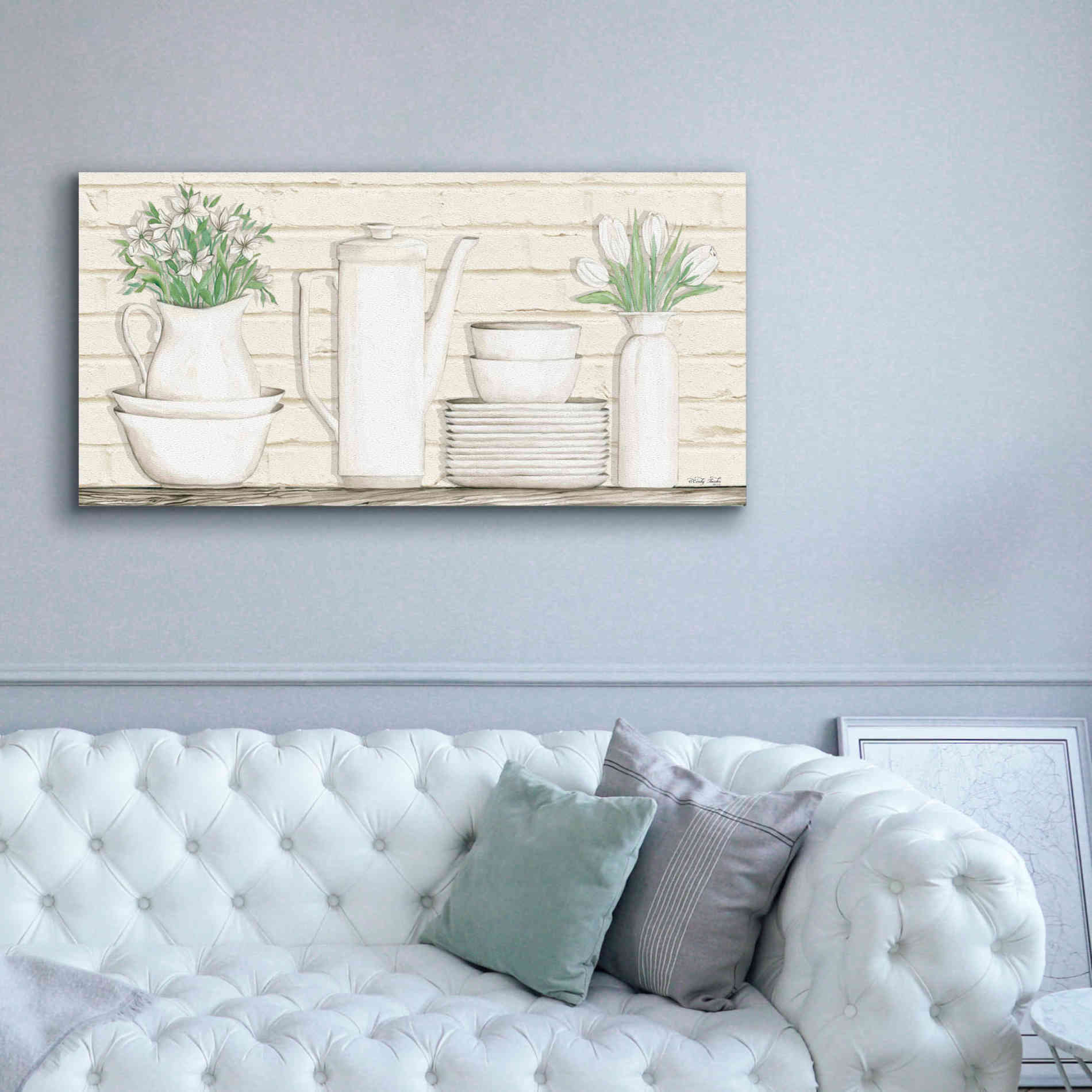 'White Ware Shelf II' by Cindy Jacobs, Canvas Wall Art,60 x 30