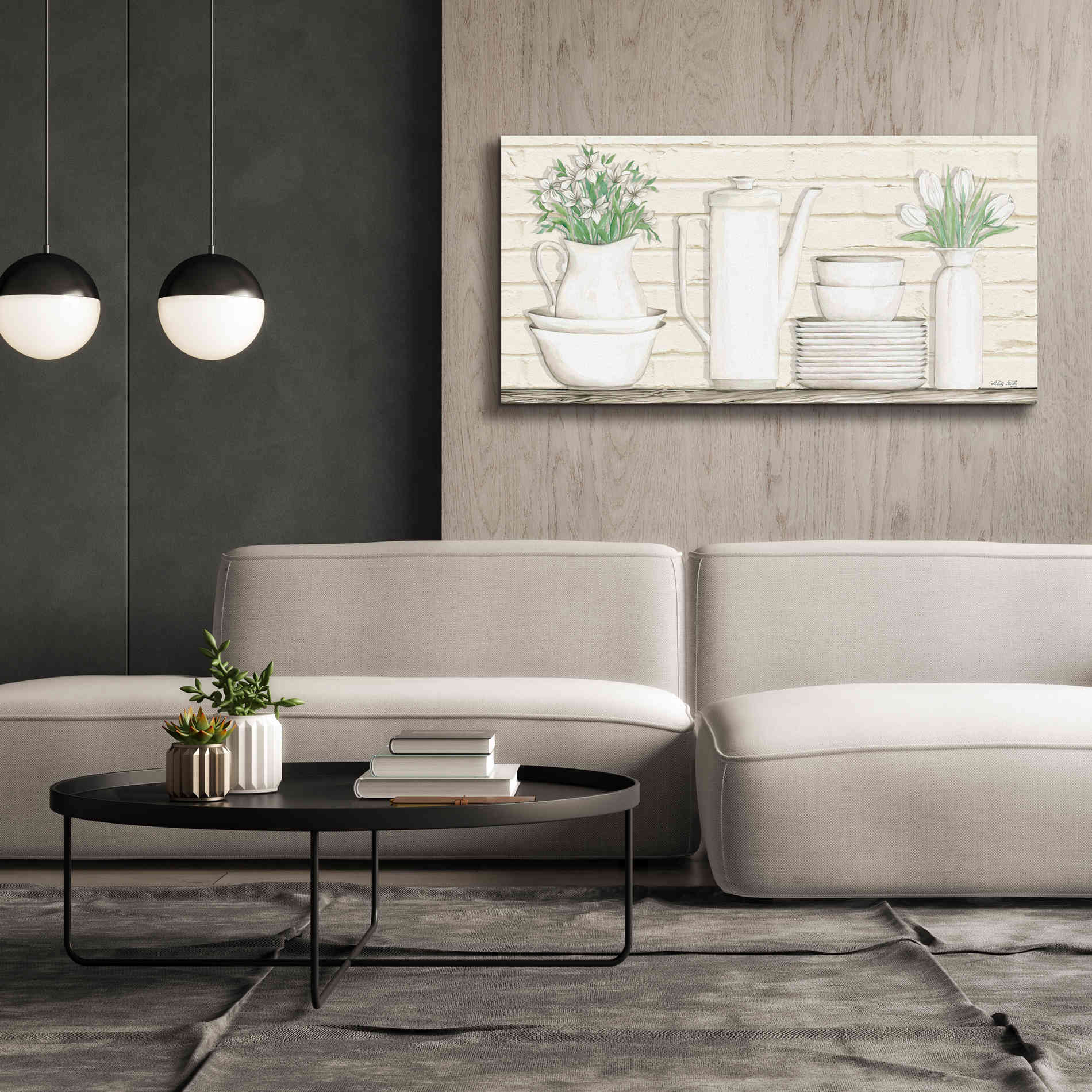 'White Ware Shelf II' by Cindy Jacobs, Canvas Wall Art,60 x 30