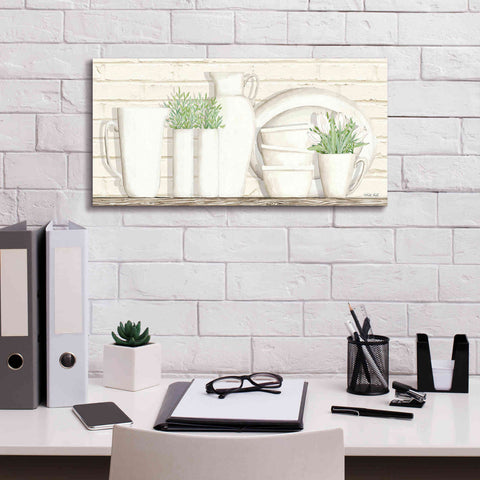 Image of 'White Ware Shelf I' by Cindy Jacobs, Canvas Wall Art,24 x 12