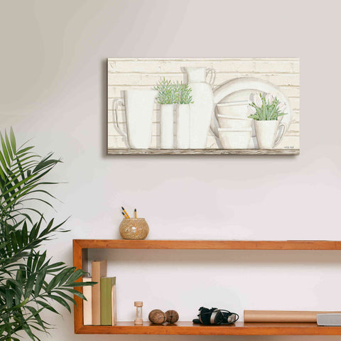 Image of 'White Ware Shelf I' by Cindy Jacobs, Canvas Wall Art,24 x 12