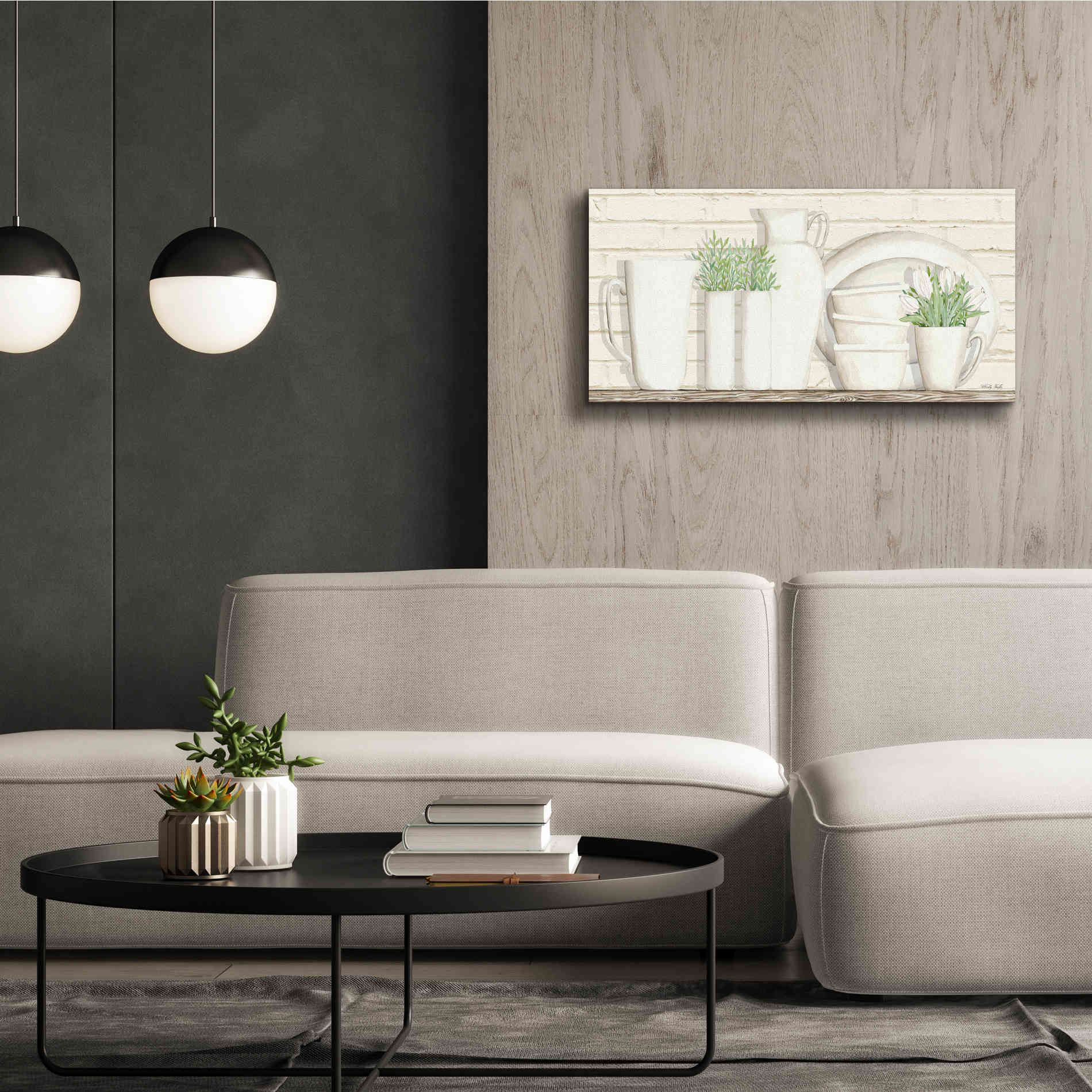 'White Ware Shelf I' by Cindy Jacobs, Canvas Wall Art,40 x 20