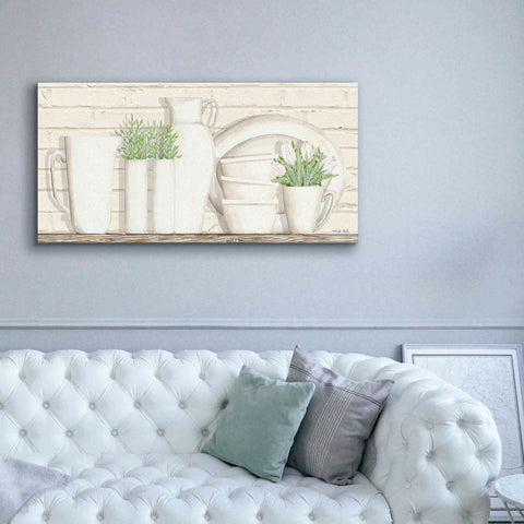 Image of 'White Ware Shelf I' by Cindy Jacobs, Canvas Wall Art,60 x 30