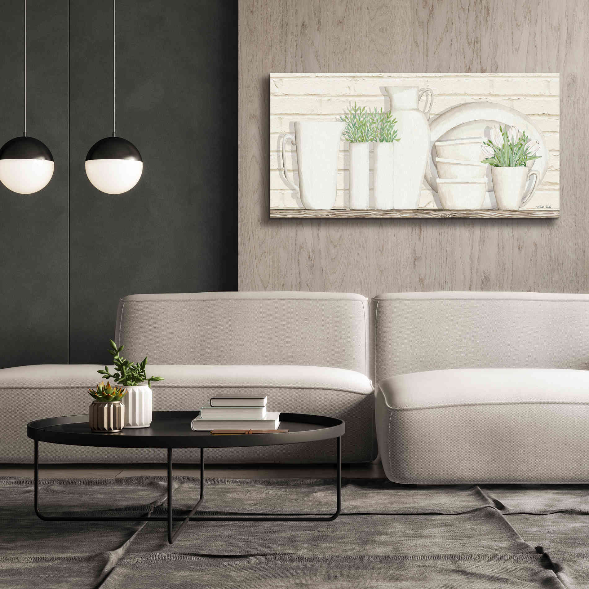 'White Ware Shelf I' by Cindy Jacobs, Canvas Wall Art,60 x 30