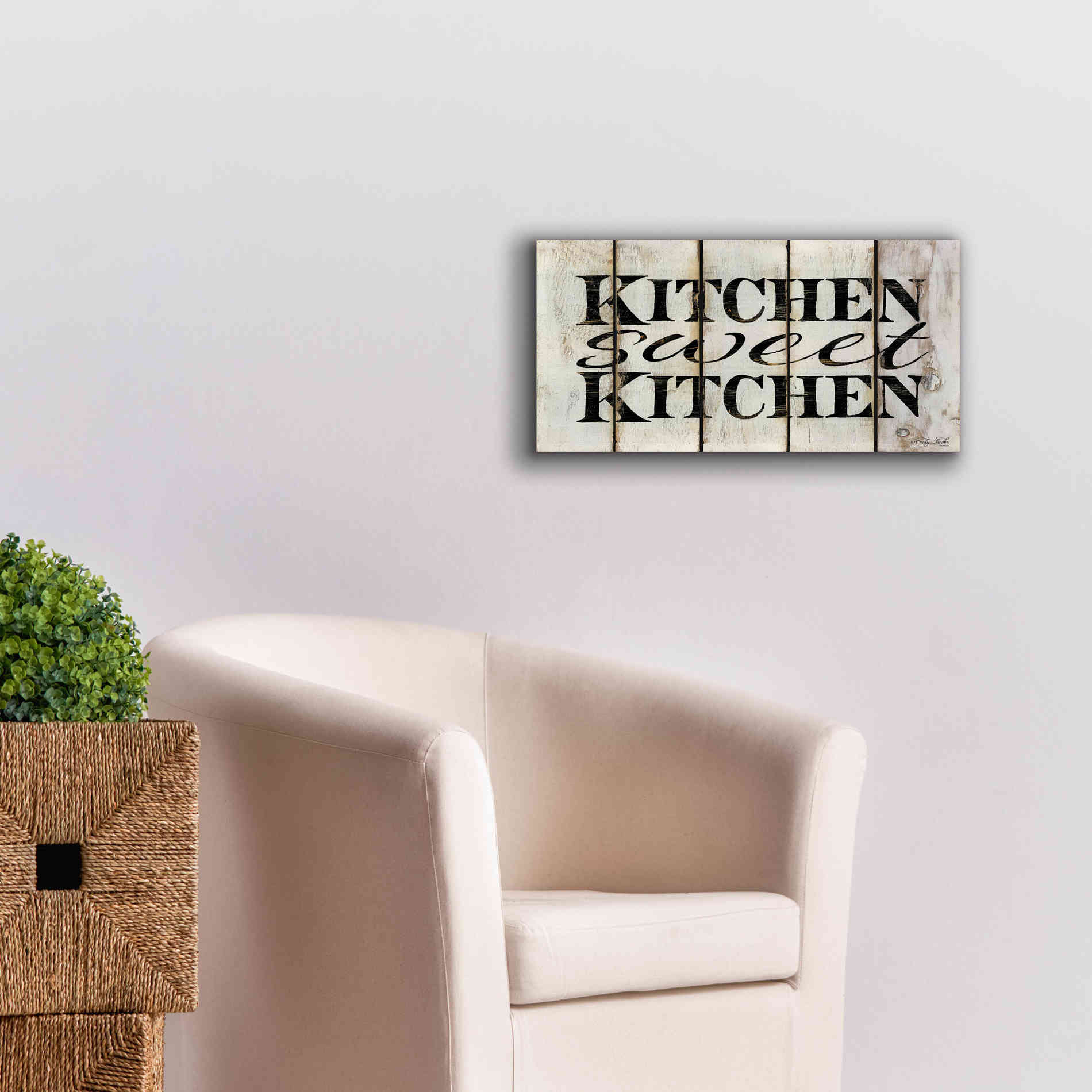 'Kitchen Sweet Kitchen on Wood Panels' by Cindy Jacobs, Canvas Wall Art,24 x 12