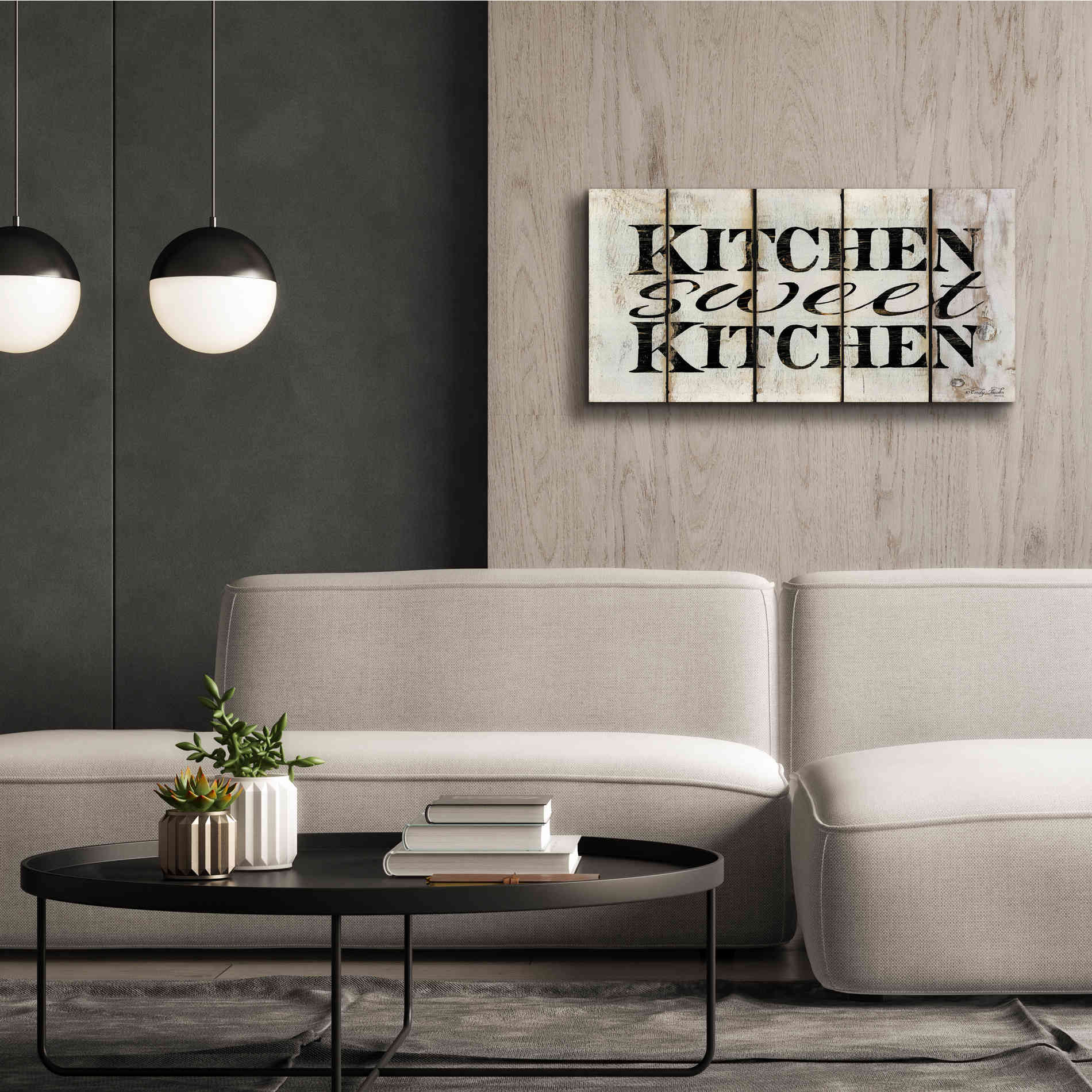 'Kitchen Sweet Kitchen on Wood Panels' by Cindy Jacobs, Canvas Wall Art,40 x 20