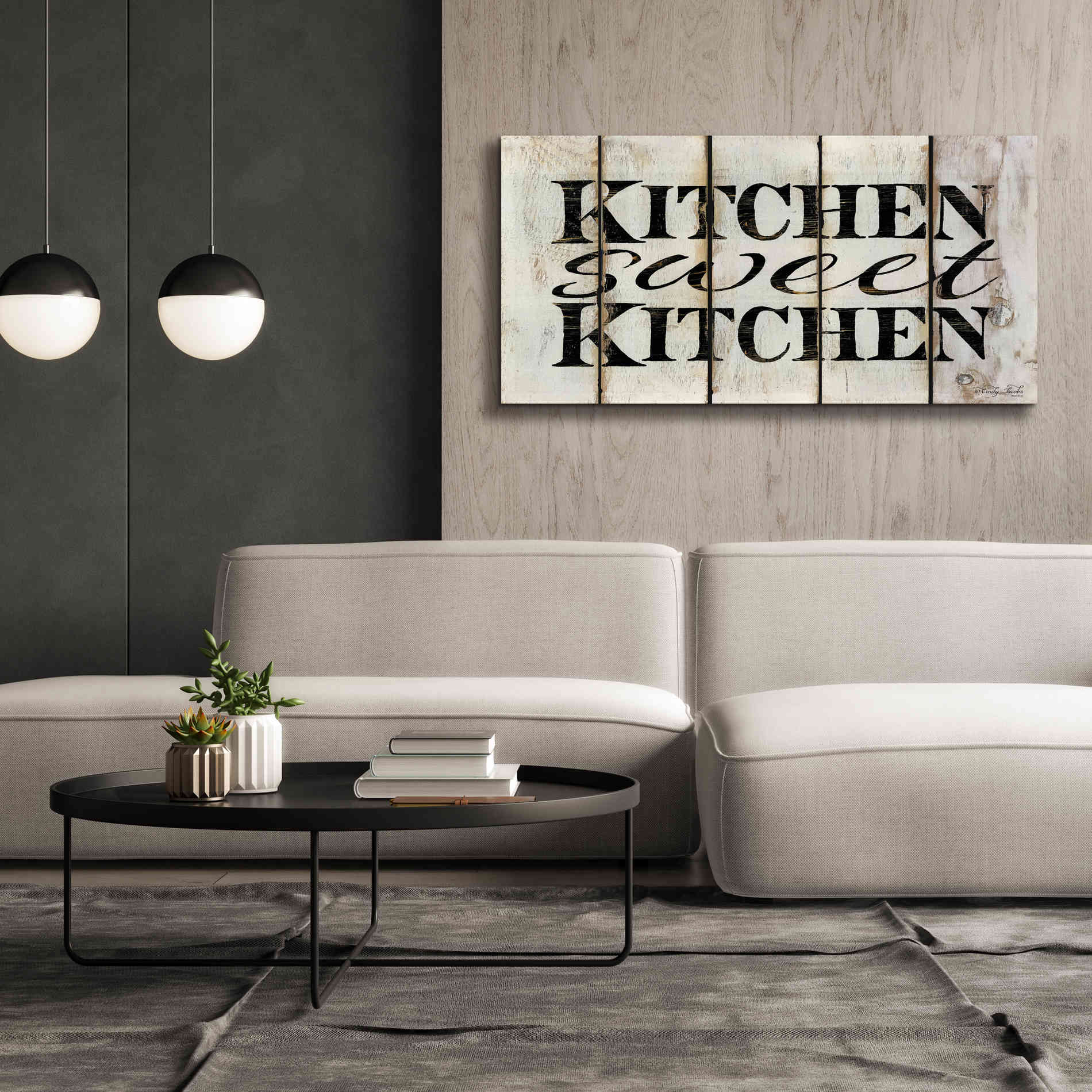 'Kitchen Sweet Kitchen on Wood Panels' by Cindy Jacobs, Canvas Wall Art,60 x 30