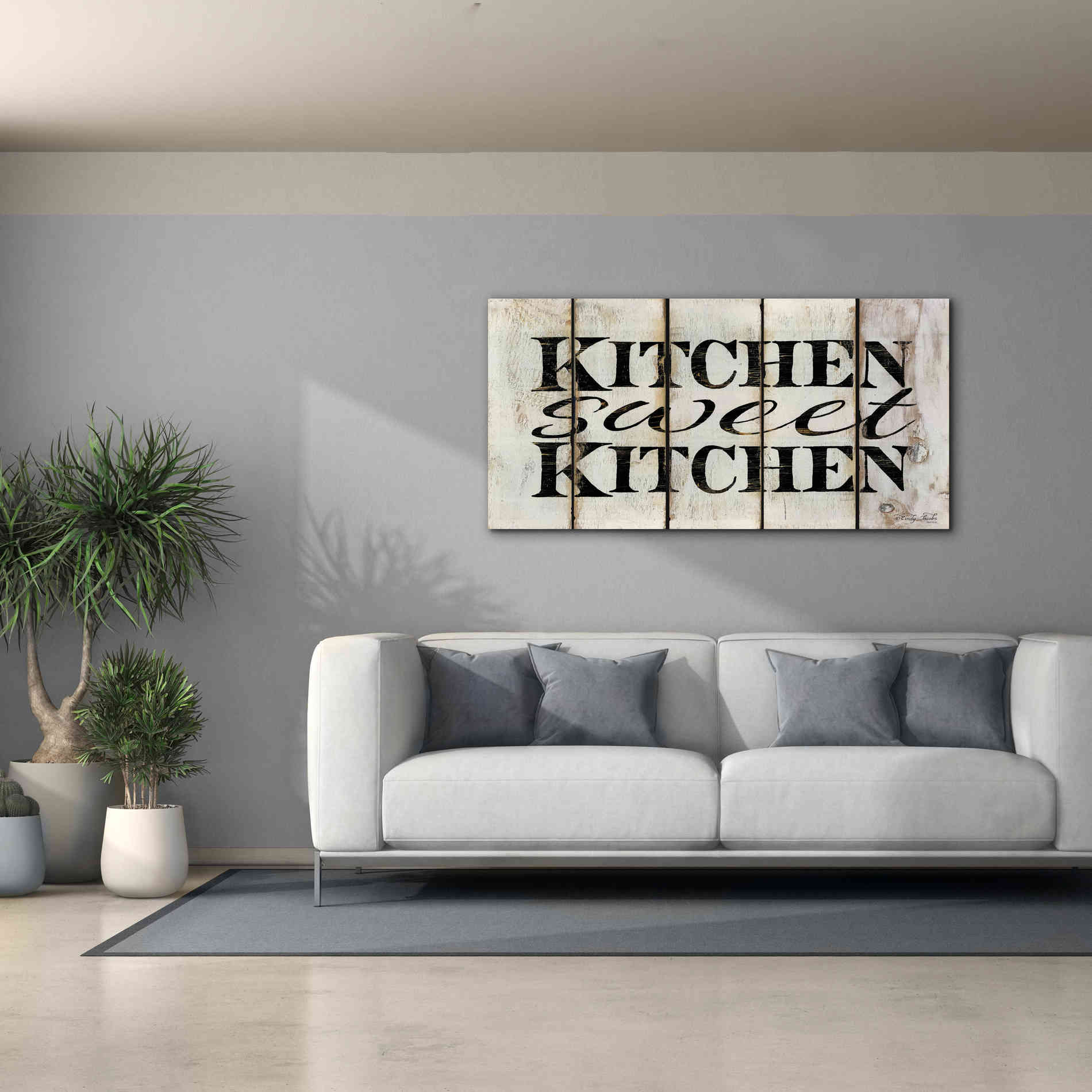 'Kitchen Sweet Kitchen on Wood Panels' by Cindy Jacobs, Canvas Wall Art,60 x 30