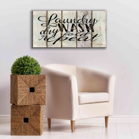 Image of 'Laundry Duties on Wood Panels' by Cindy Jacobs, Canvas Wall Art,40 x 20
