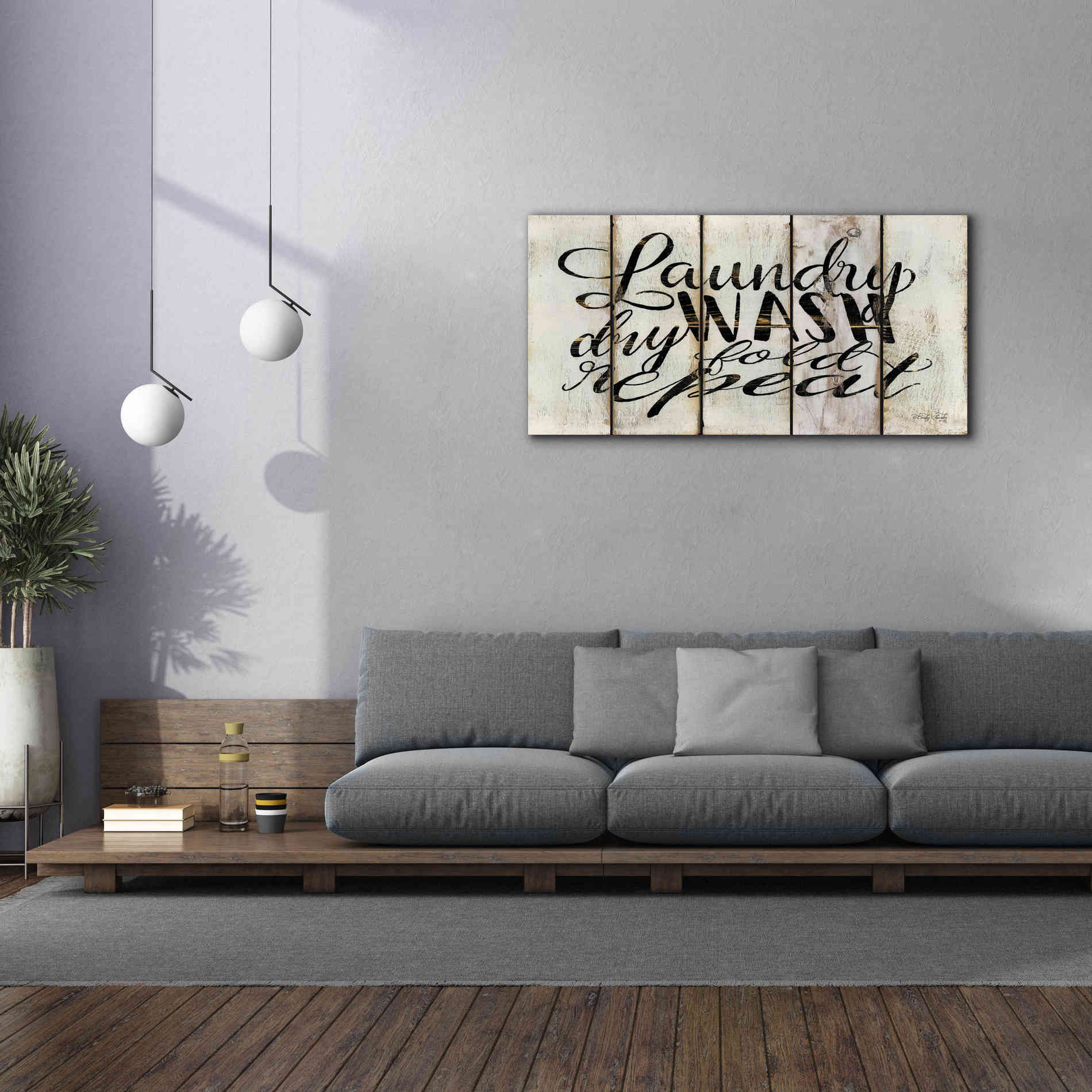 'Laundry Duties on Wood Panels' by Cindy Jacobs, Canvas Wall Art,60 x 30