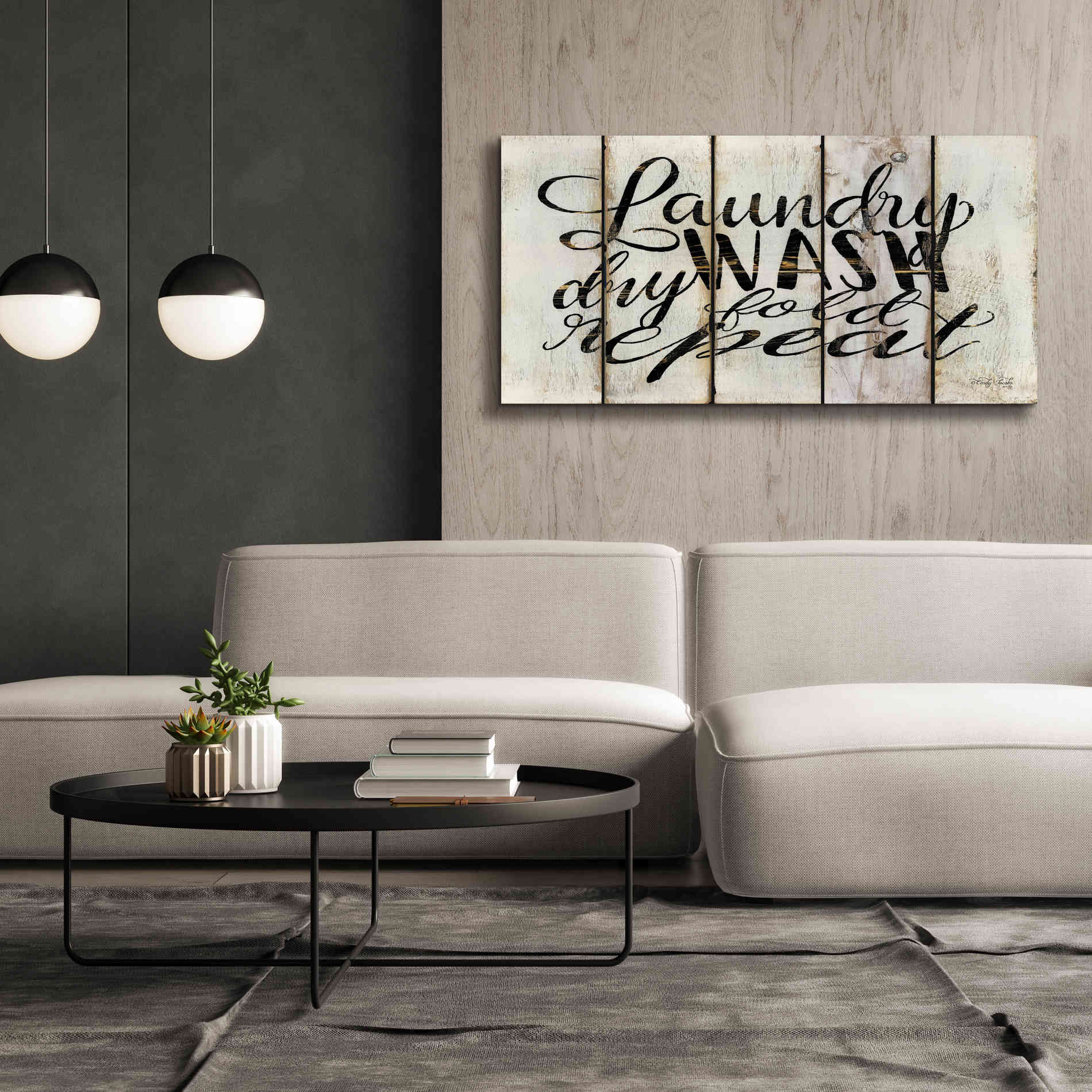 'Laundry Duties on Wood Panels' by Cindy Jacobs, Canvas Wall Art,60 x 30