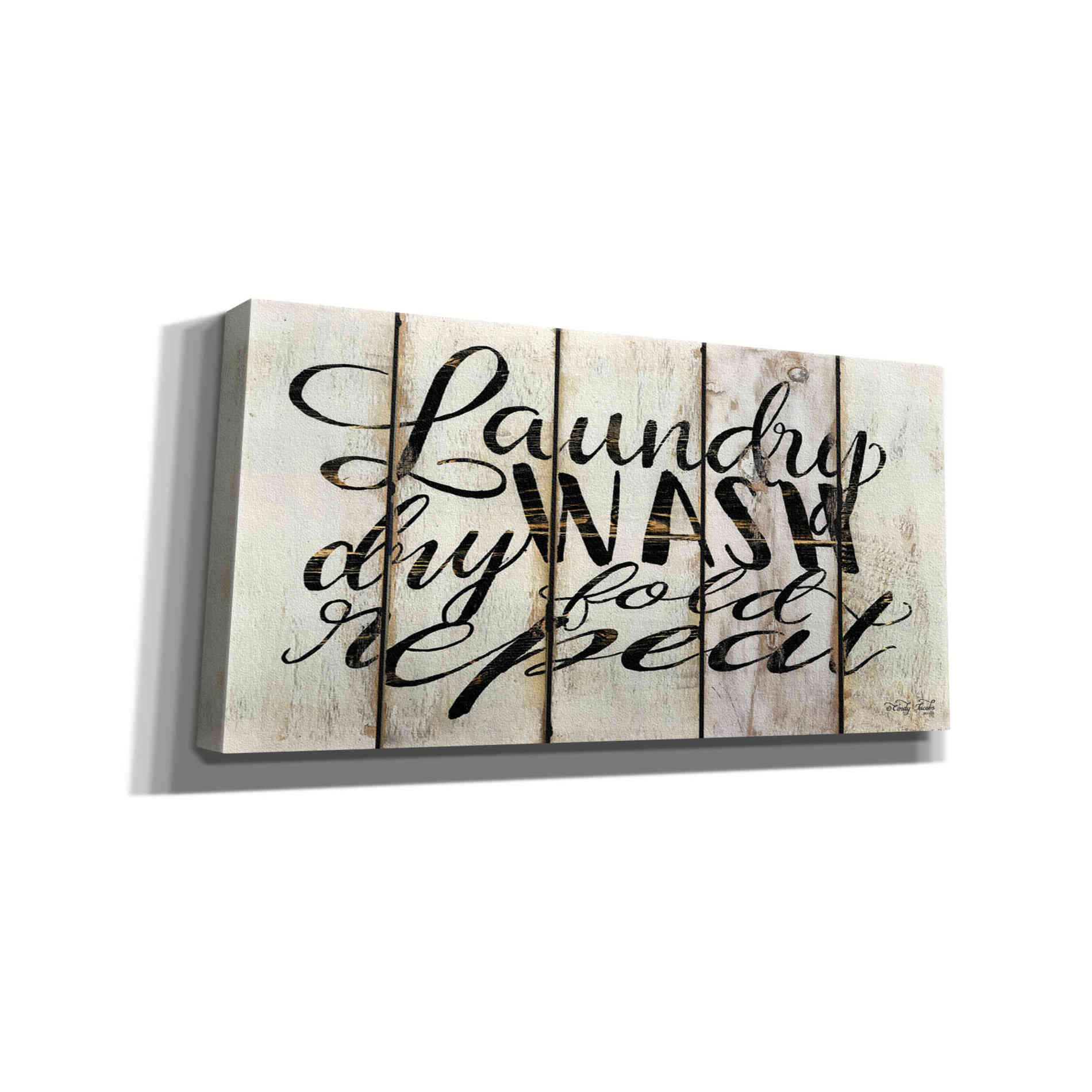 'Laundry Duties on Wood Panels' by Cindy Jacobs, Canvas Wall Art