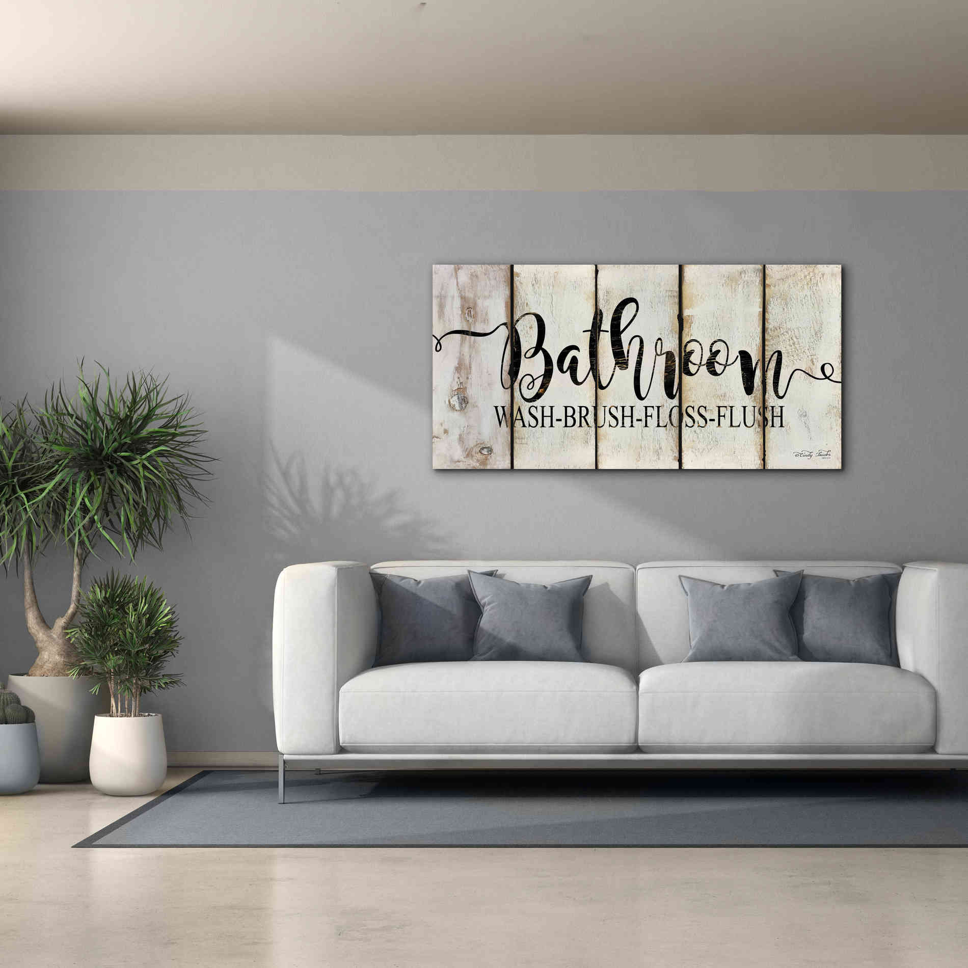 'Bathroom on Wood Panels' by Cindy Jacobs, Canvas Wall Art,60 x 30