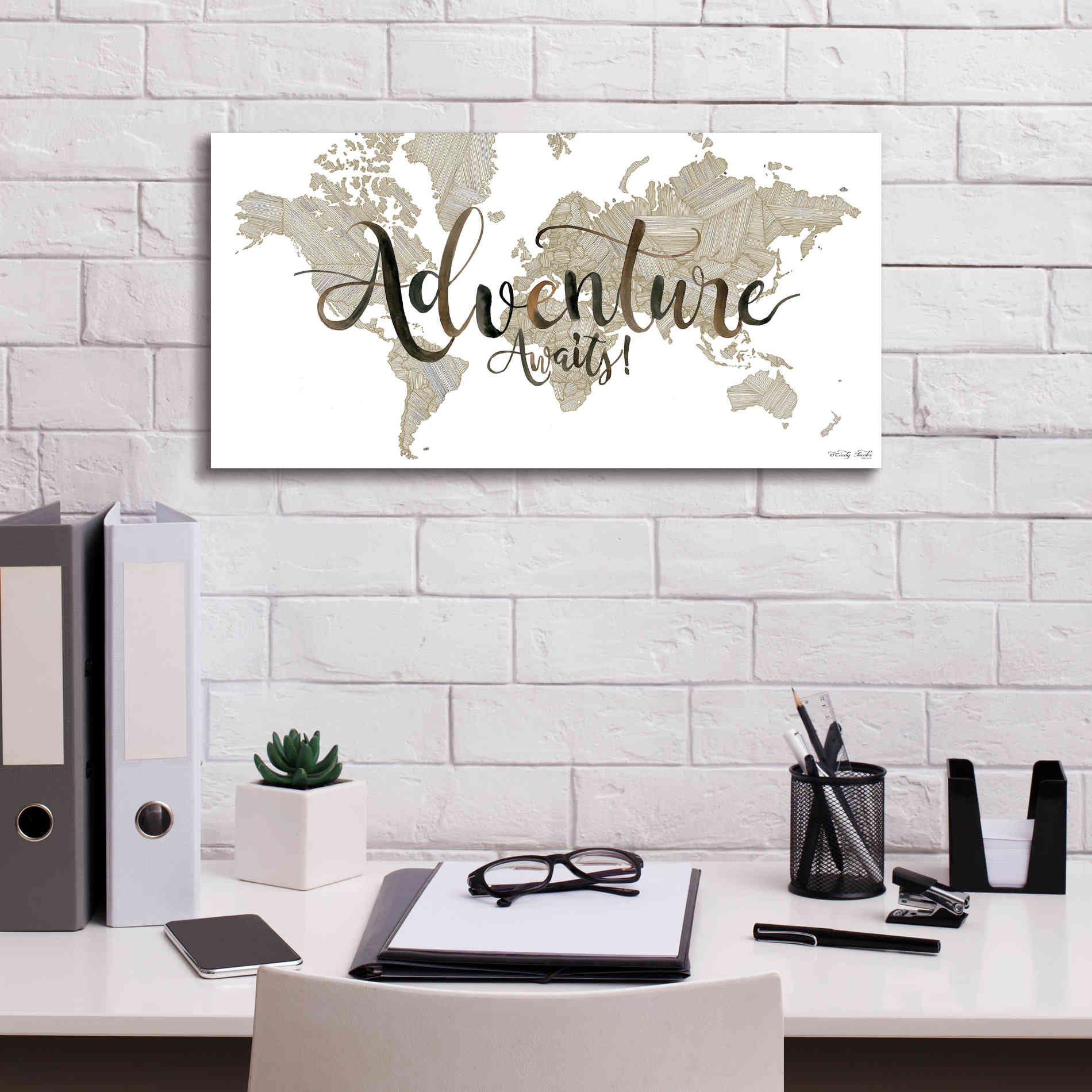 'Adventure Awaits' by Cindy Jacobs, Canvas Wall Art,24 x 12