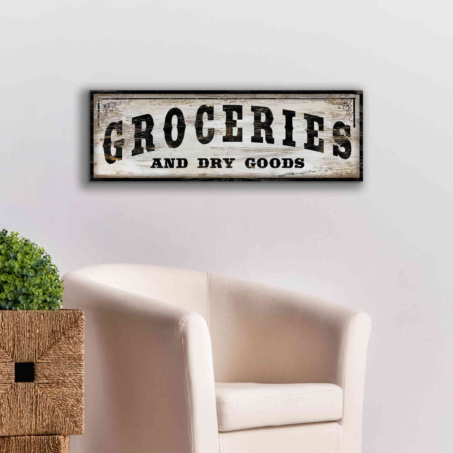 'Groceries and Dry Goods' by Cindy Jacobs, Canvas Wall Art,36 x 12