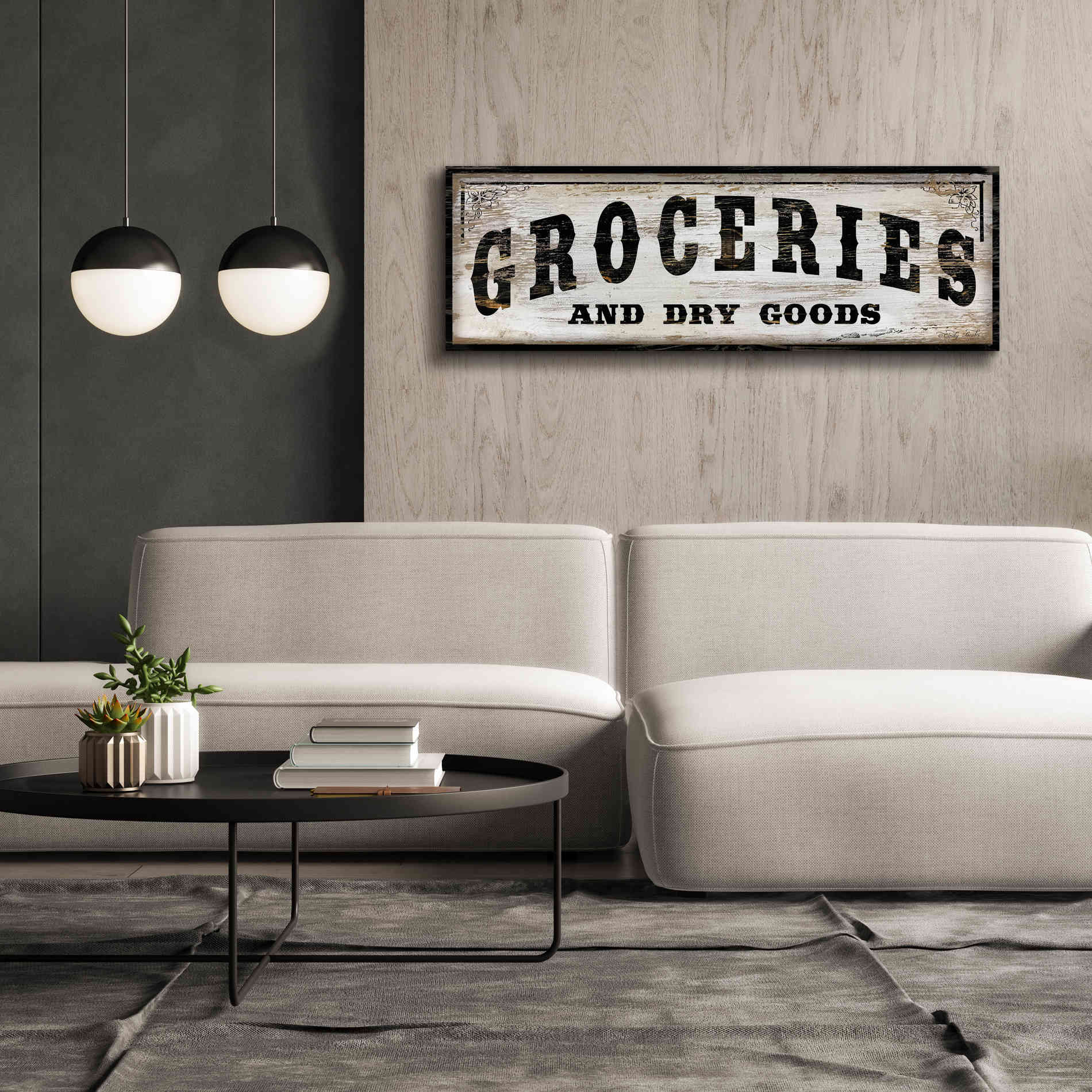 'Groceries and Dry Goods' by Cindy Jacobs, Canvas Wall Art,60 x 20
