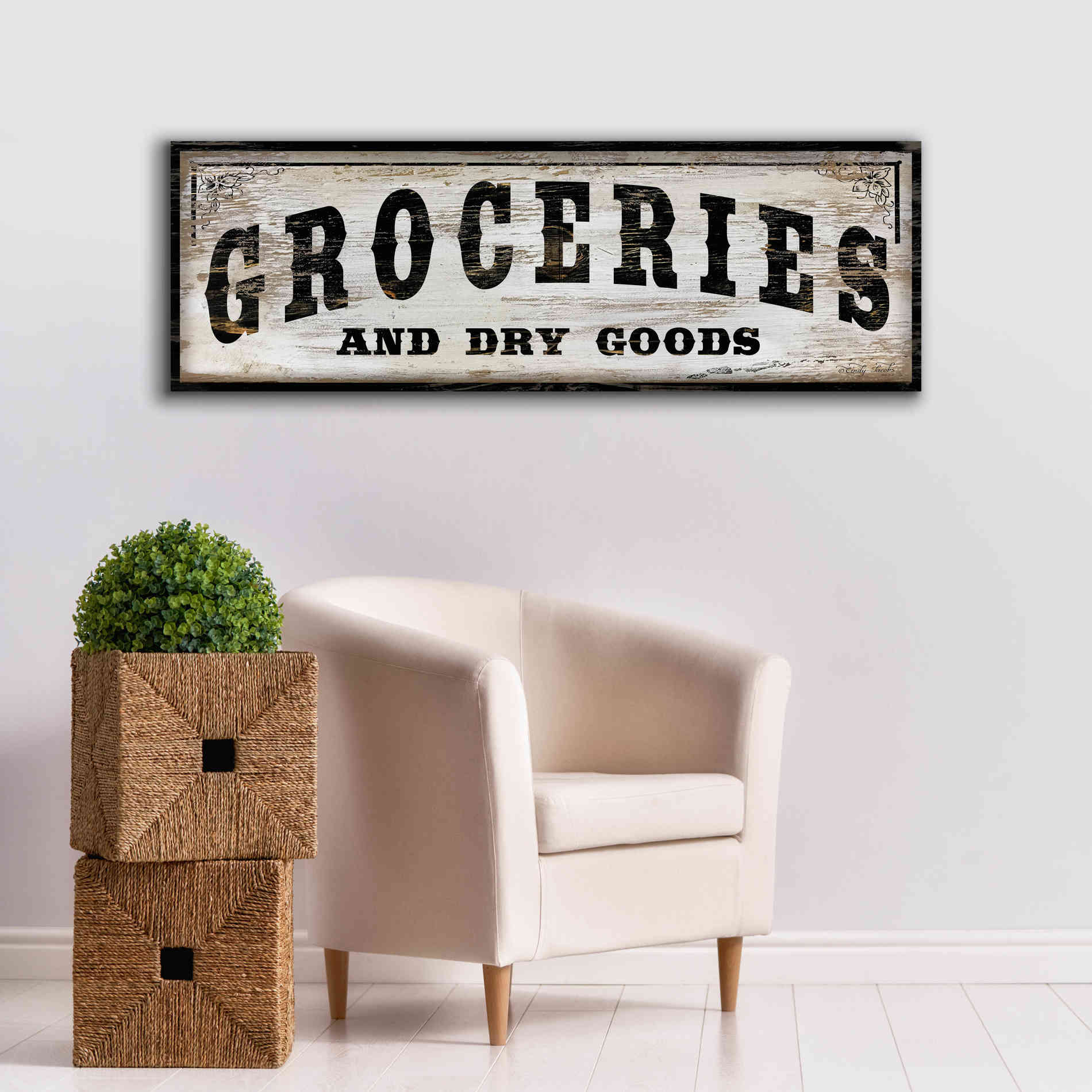 'Groceries and Dry Goods' by Cindy Jacobs, Canvas Wall Art,60 x 20
