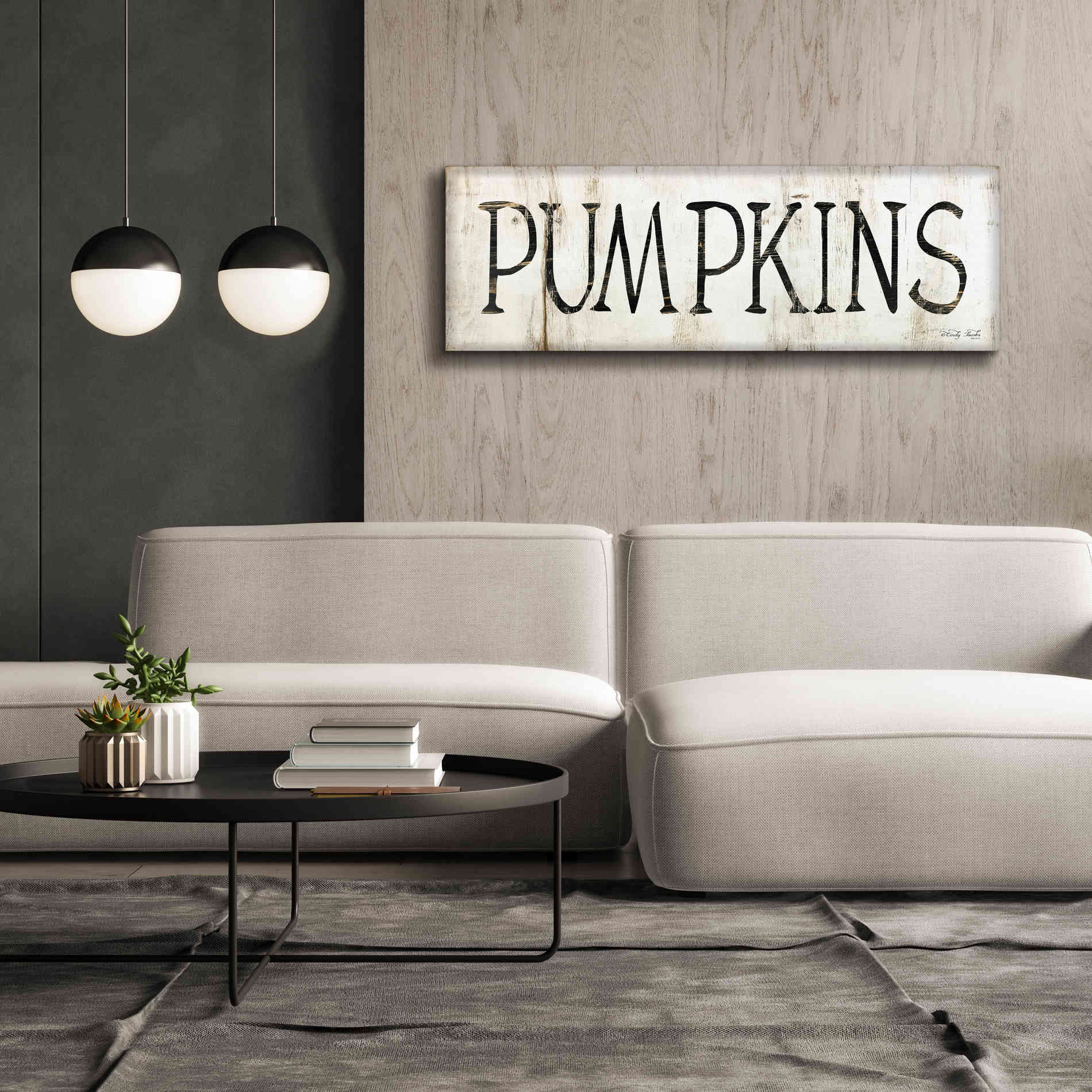 'Pumpkins' by Cindy Jacobs, Canvas Wall Art,60 x 20