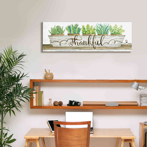 Image of 'Thankful Succulent Pots' by Cindy Jacobs, Canvas Wall Art,36 x 12