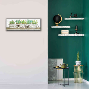 'Thankful Succulent Pots' by Cindy Jacobs, Canvas Wall Art,36 x 12
