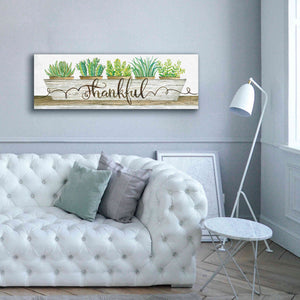 'Thankful Succulent Pots' by Cindy Jacobs, Canvas Wall Art,60 x 20